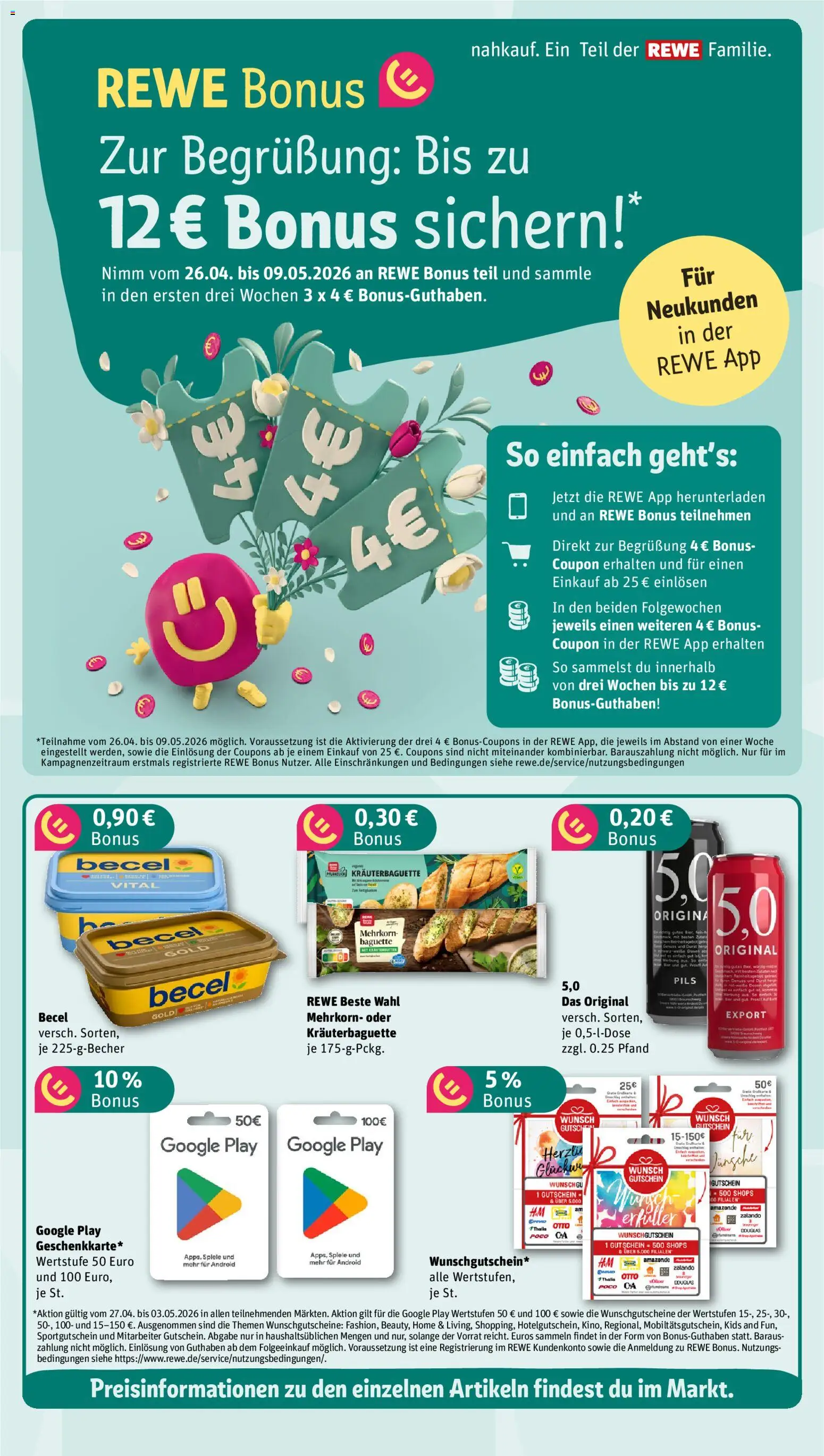 Nahkauf Prospekt – gültig ab 27.04.2026 | Seite: 4 | Produkte: Becel, Pils, Baguette, Kräuterbutter