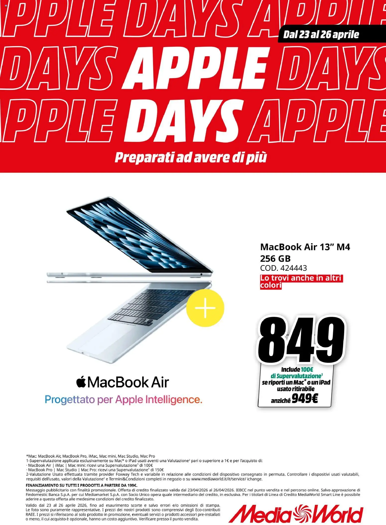 Volantino Media World del 23.04.2026 | Pagina: 2 | Prodotti: Macbook air, Ipad, Macbook