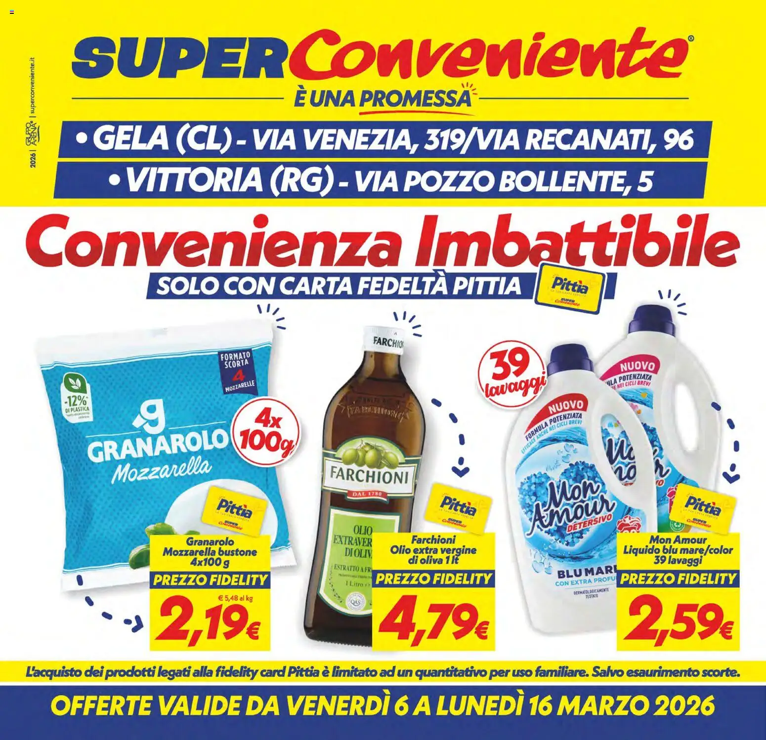 Volantino SuperConveniente del 06.03.2026 | Pagina: 1 | Prodotti: Mozzarella, Olio, Olio extra vergine