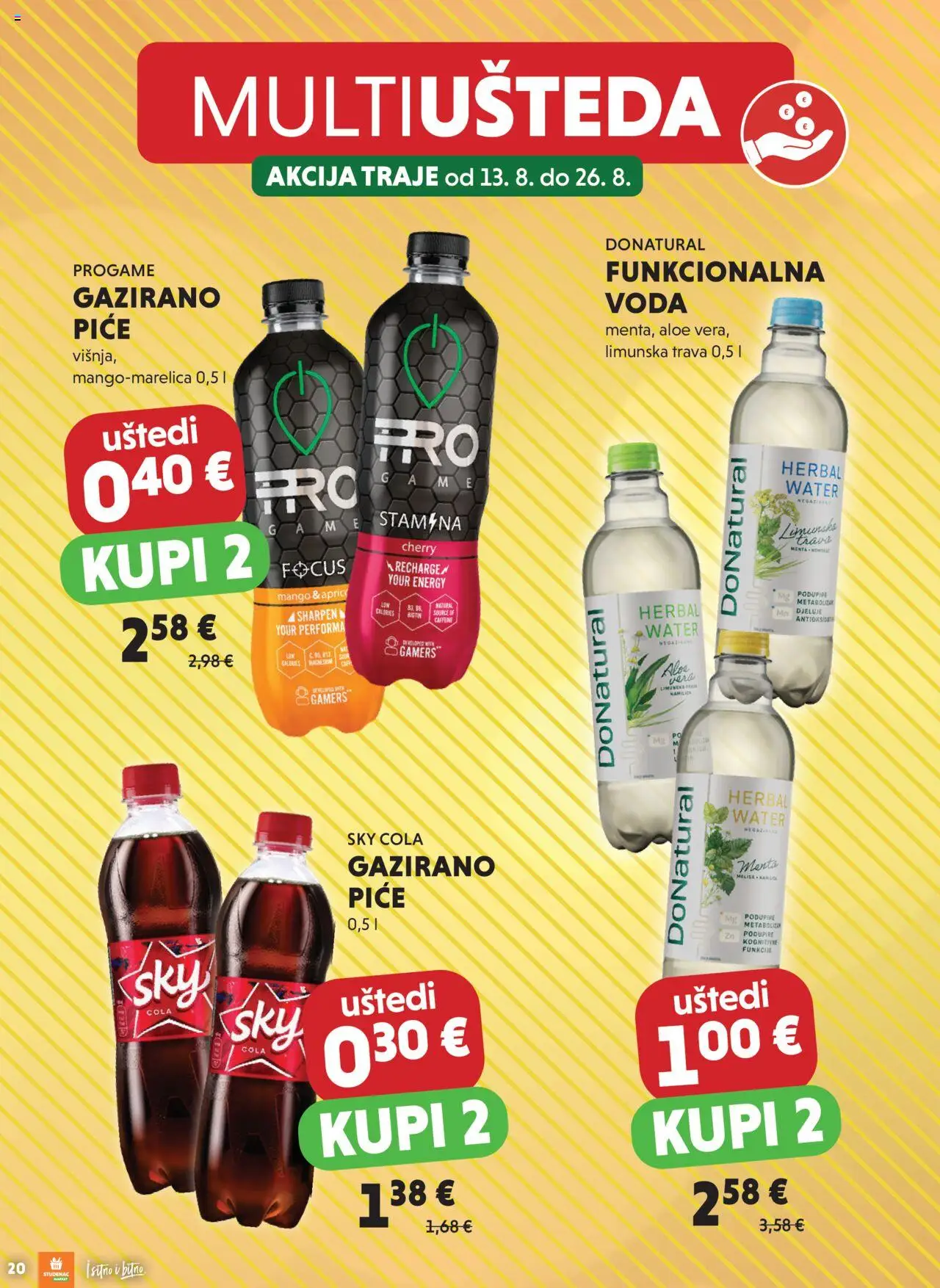 Studenac katalog | vrijedi od 13.08.2025 | Stranica: 20 | Proizvodi: Sky Cola, Voda, Mango