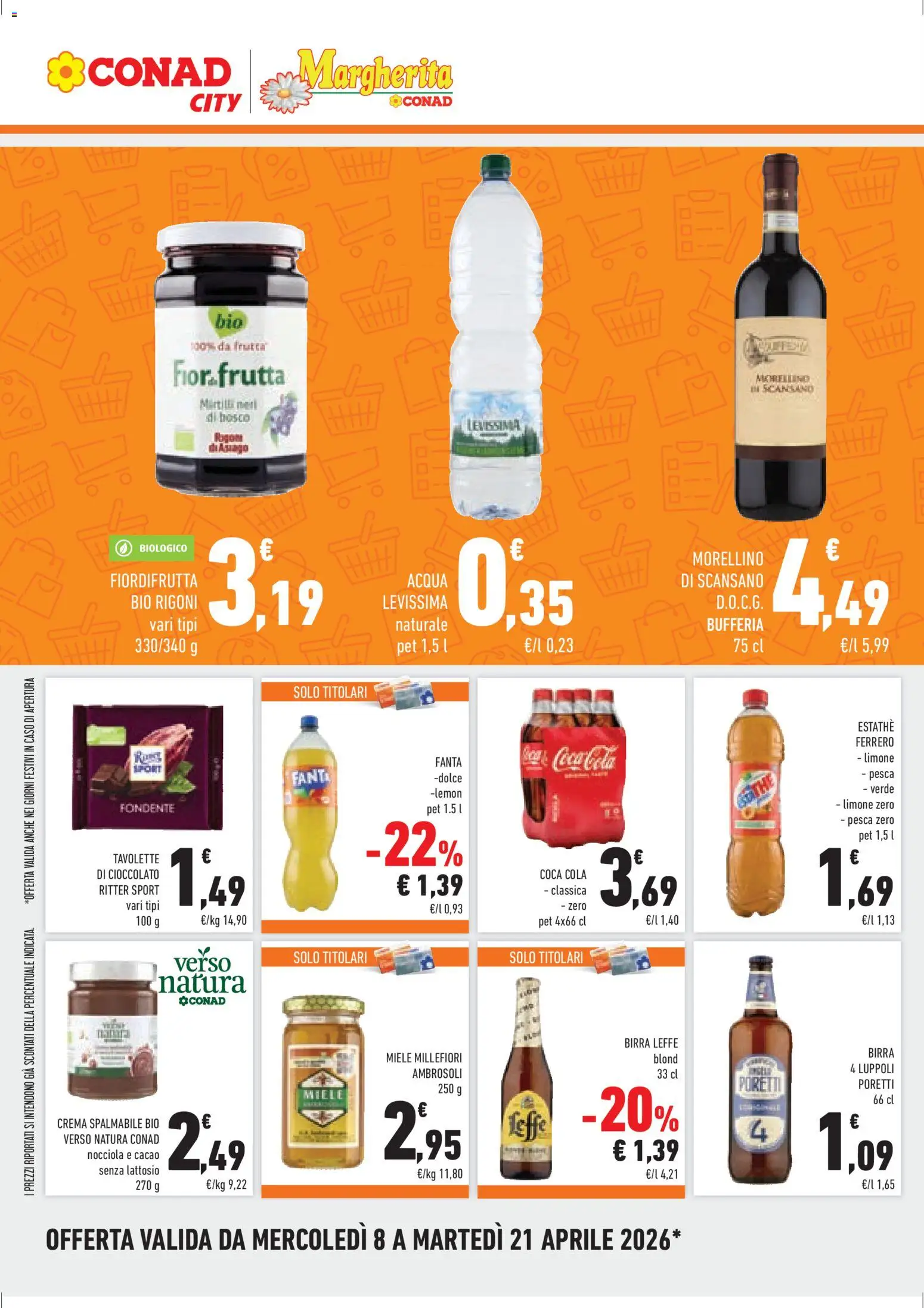 Volantino Conad del 08.04.2026 | Pagina: 12 | Prodotti: Limone, Fanta, Cacao, Coca Cola