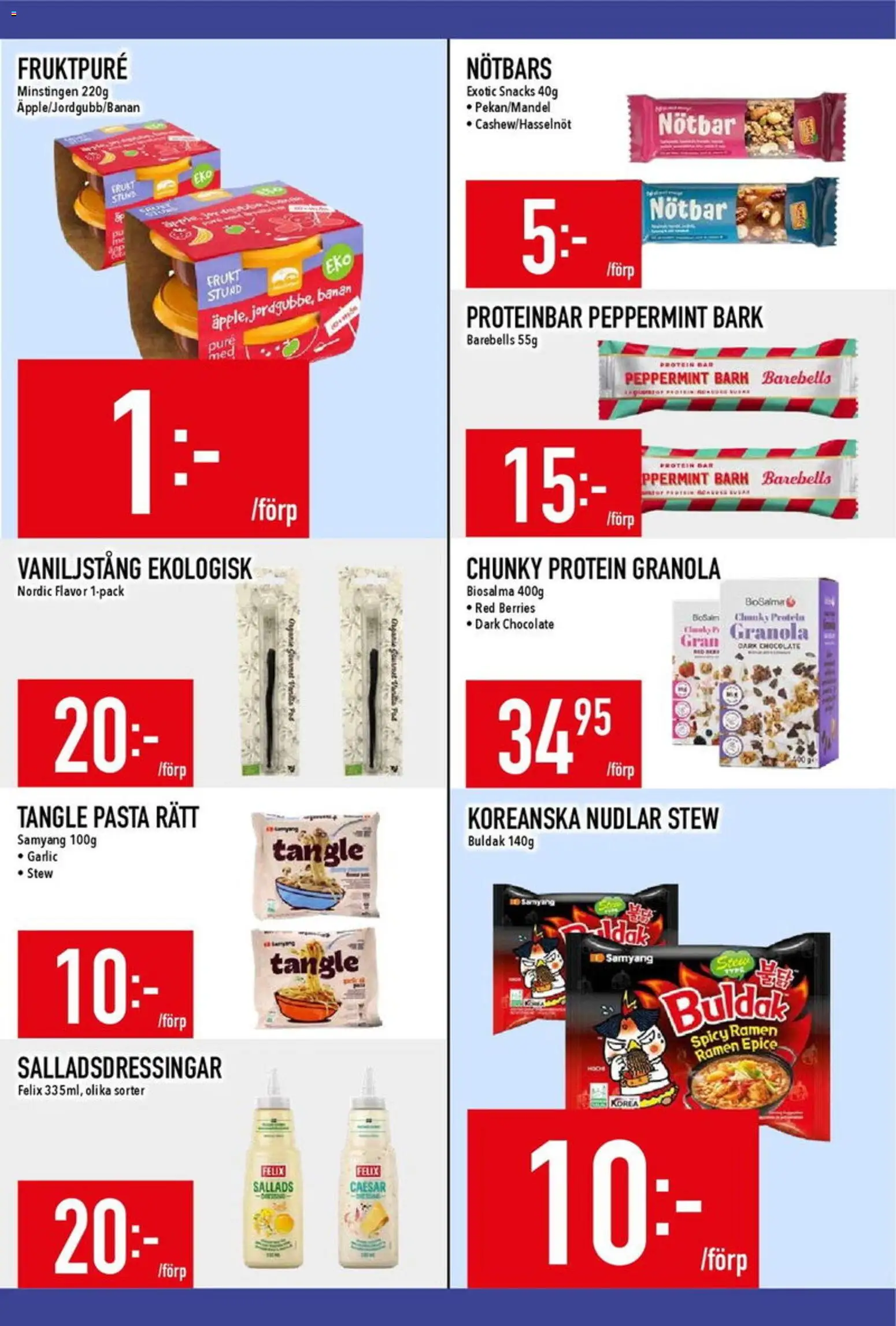 Matdax reklamblad aktuell från 23.03.2026 | Sida: 14 | Produkter: Proteinbar, Vaniljstång, Granola, Pasta