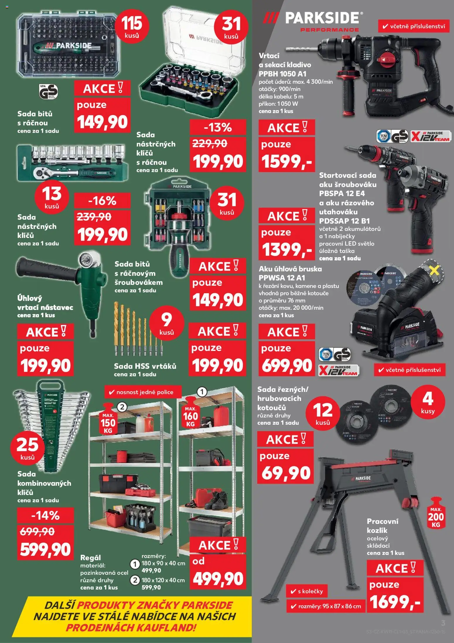 Kaufland leták - Praha 4 od 11.03.2026 | Strana: 3 | Produkty: Parkside, Regál, Police, LED světlo