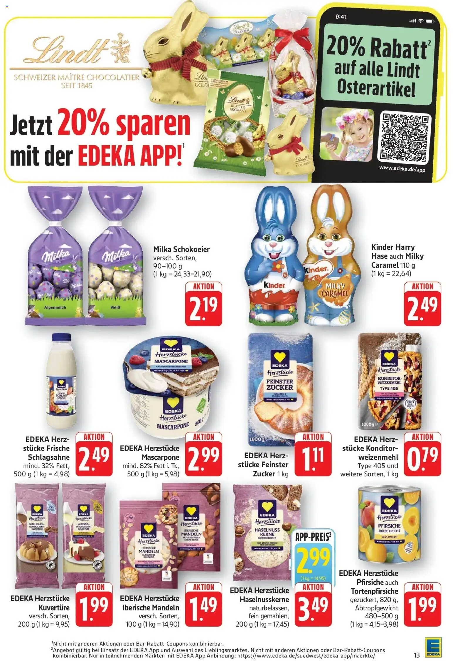 Angebote – gültig ab 16.03.2026 | Seite: 13 | Produkte: Schlagsahne, Weizenmehl, Zucker, Lindt