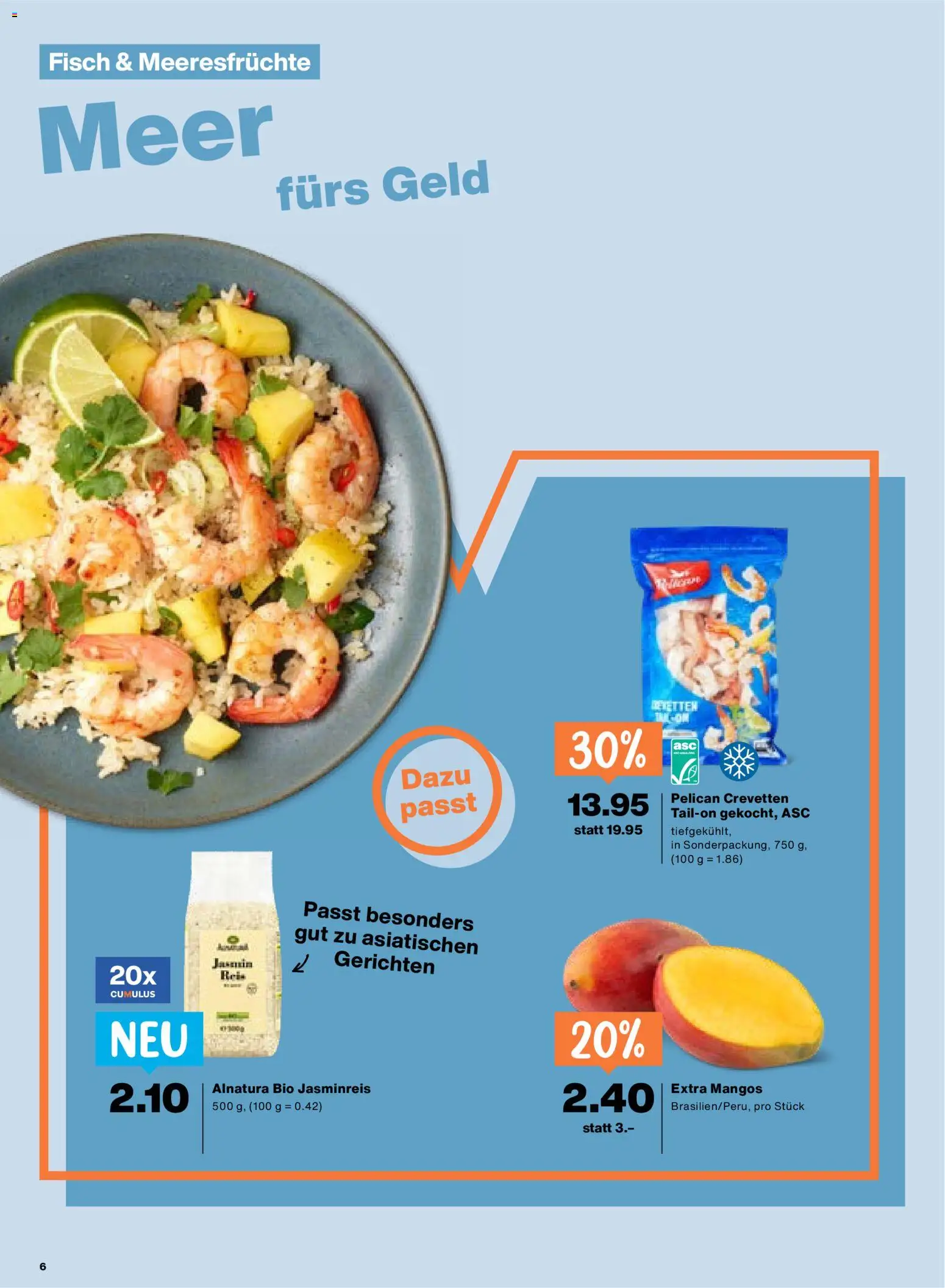 Migros aktionen – gültig ab 03.03.2026 | Seite: 6 | Produkte: Jasminreis, Fisch, Mango, Meeresfrüchte