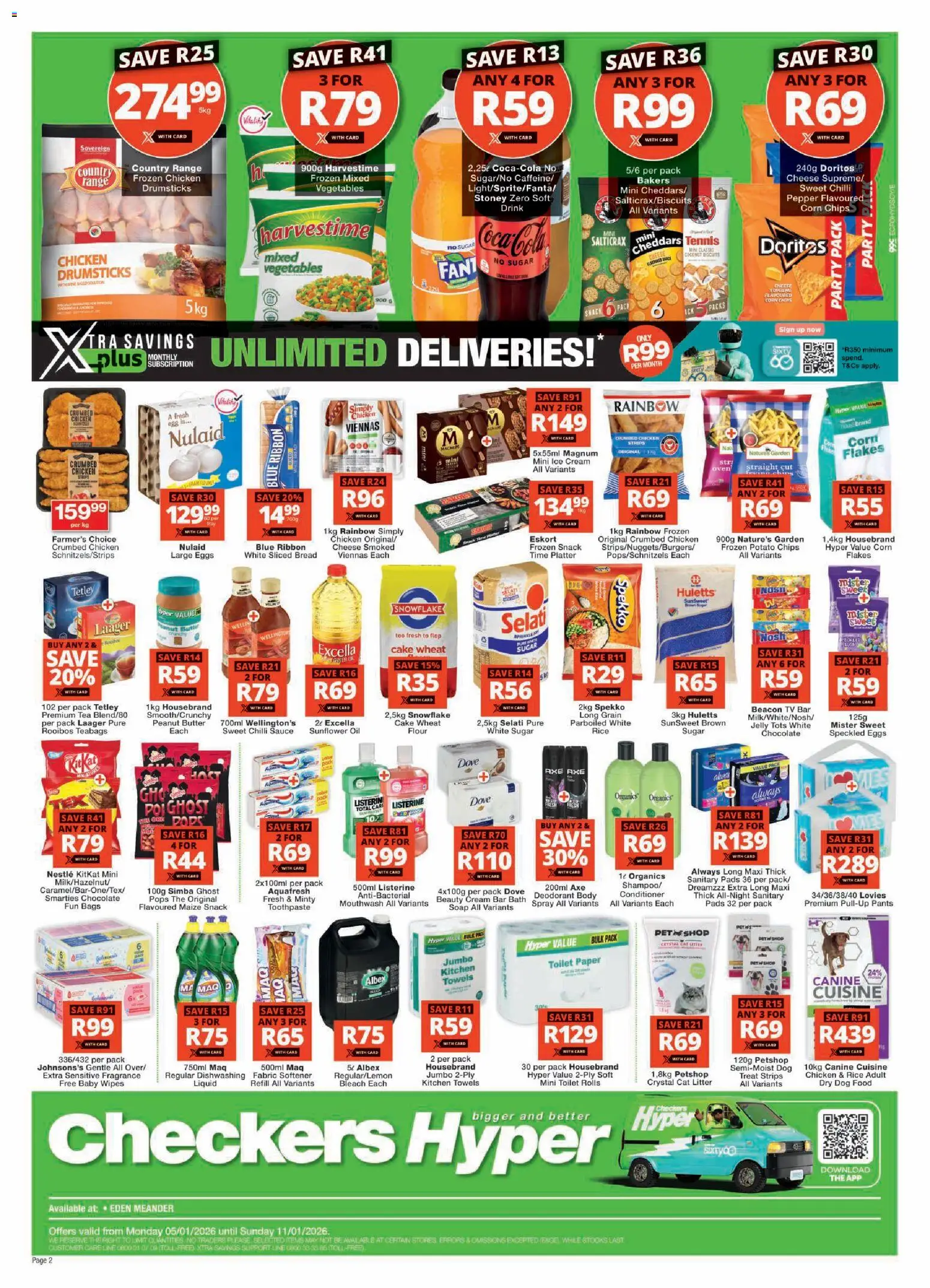 New Checkers catalogue – valid from 05.01.2026 | Page: 2 | Products: Butter, Fragrance, Chips, Paper