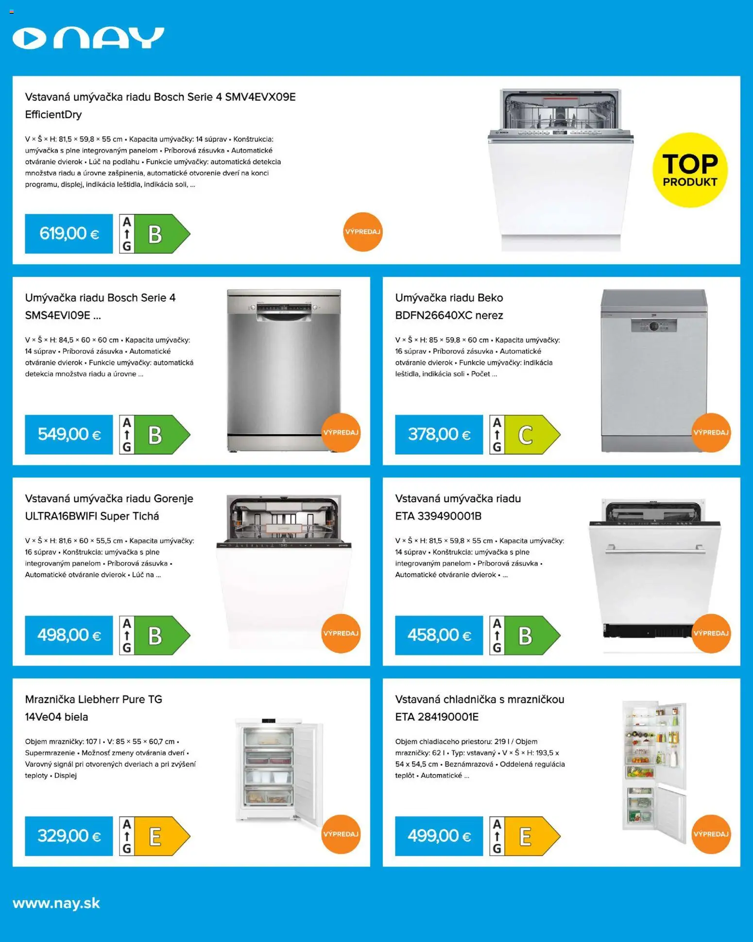 Nové NAY Elektrodom akcie – leták je platný od 12.01.2026 | Strana: 16 | Produkty: Mrazničky, Chladnička, Umývačka riadu, Vstavaná umývačka riadu