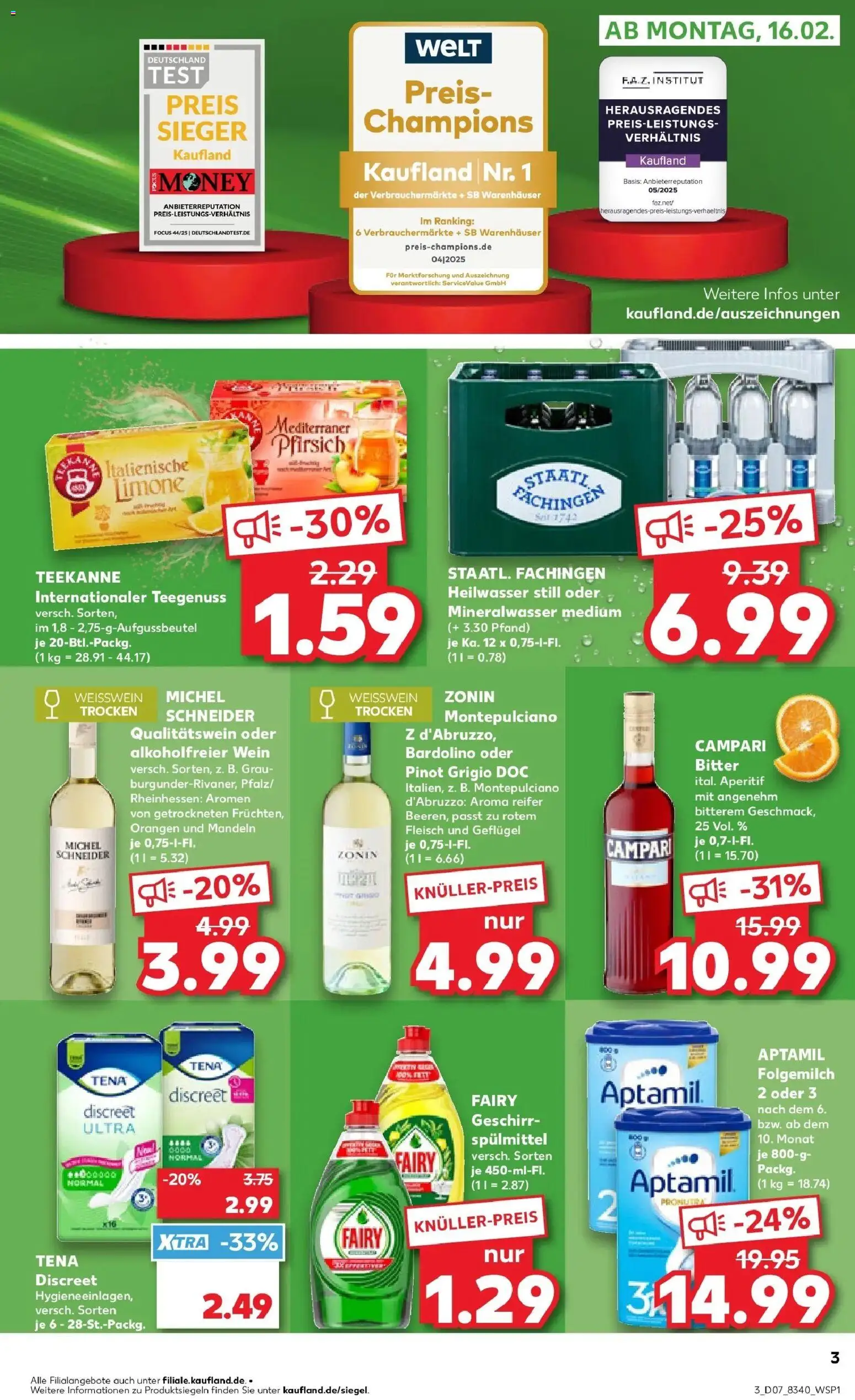 Kaufland prospekt Königs Wusterhausen	 – gültig ab 16.02.2026 | Seite: 3 | Produkte: Weißwein, Pfirsich, Teekanne, Wein