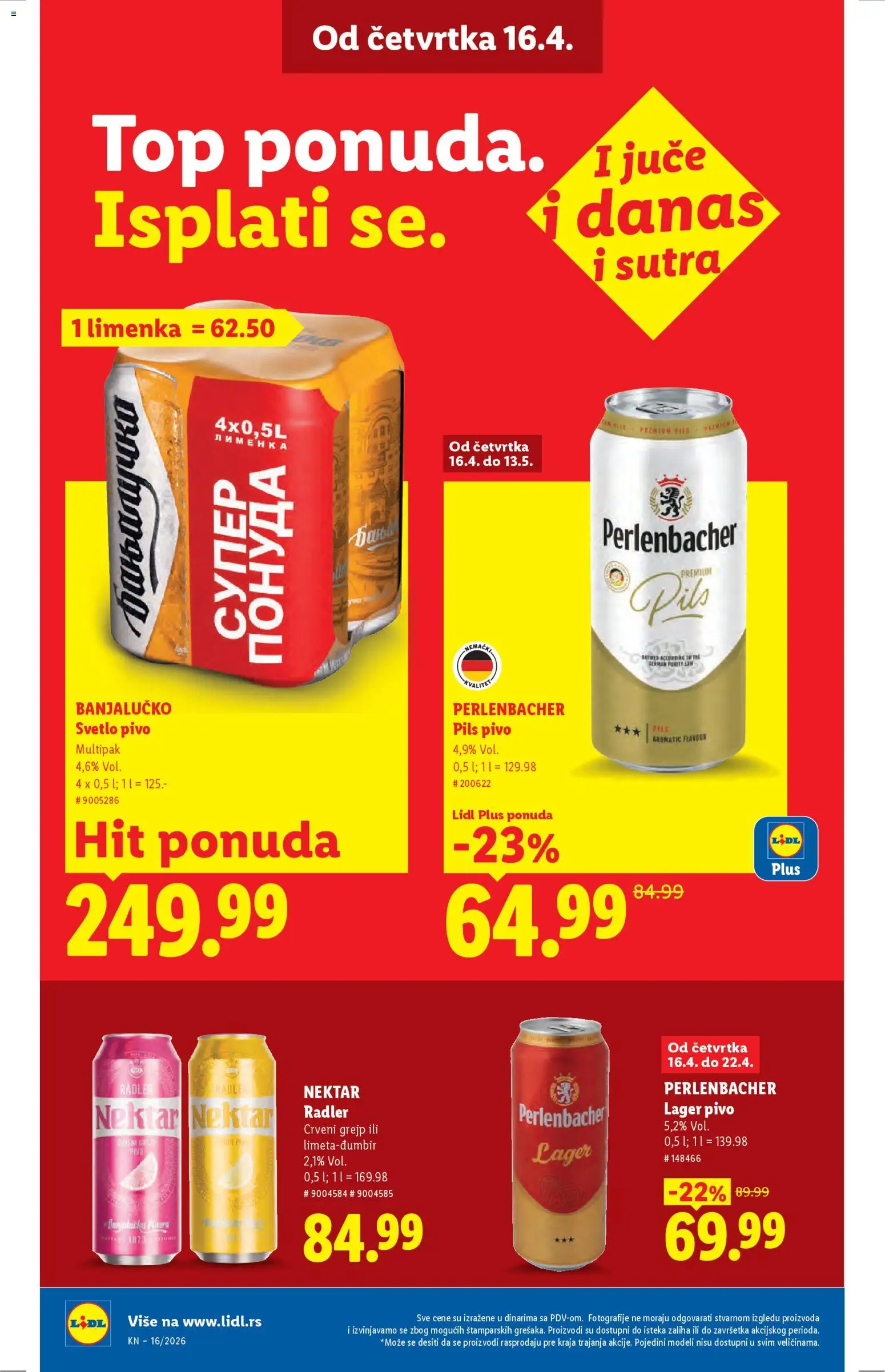Lidl katalog - važi od 16.04.2026 | Strana: 30 | Proizvode: Nektar, Pile, Grejp, Pivo