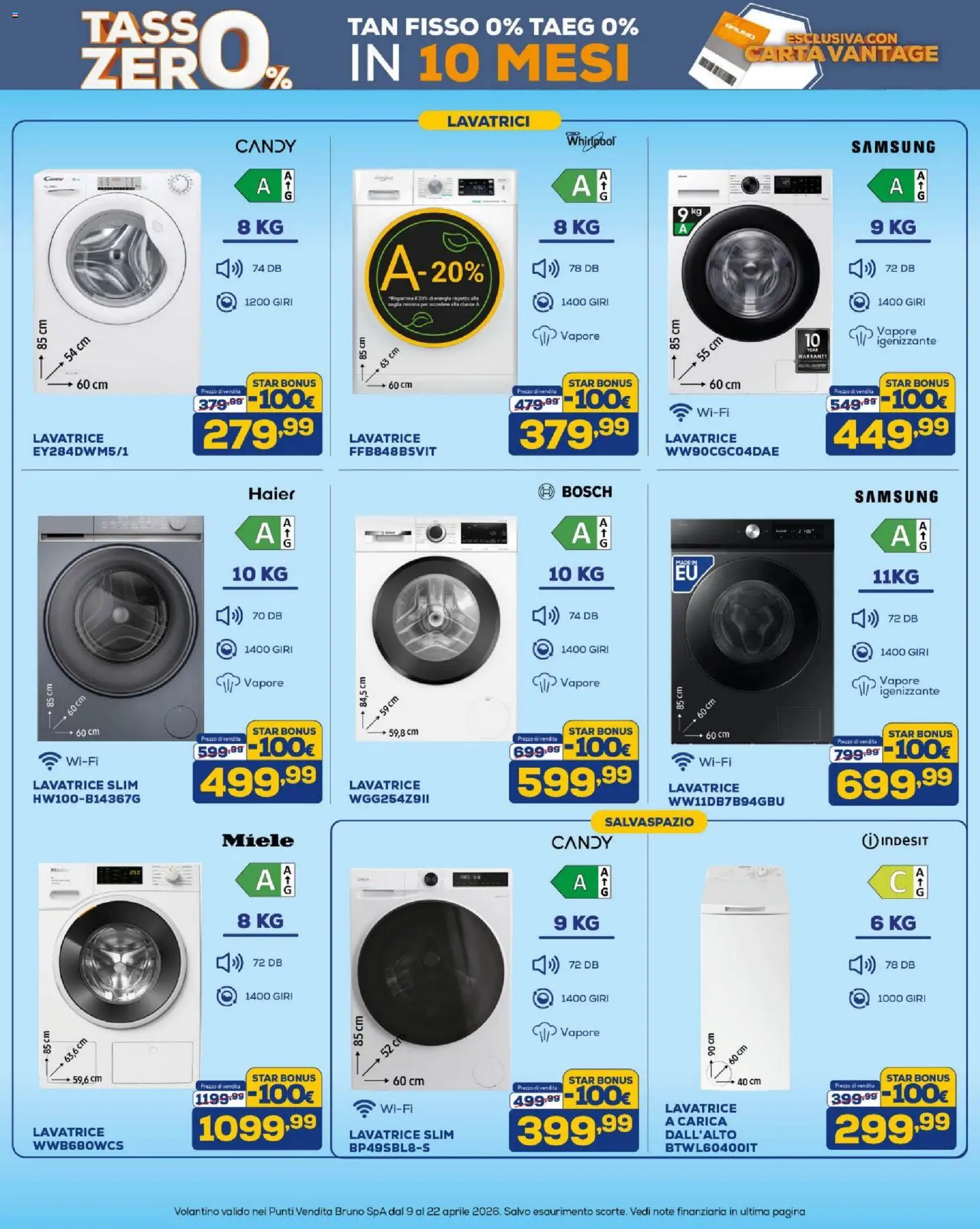 Volantino BRUNO del 09.04.2026 | Pagina: 25 | Prodotti: Lavatrice, Miele, Samsung