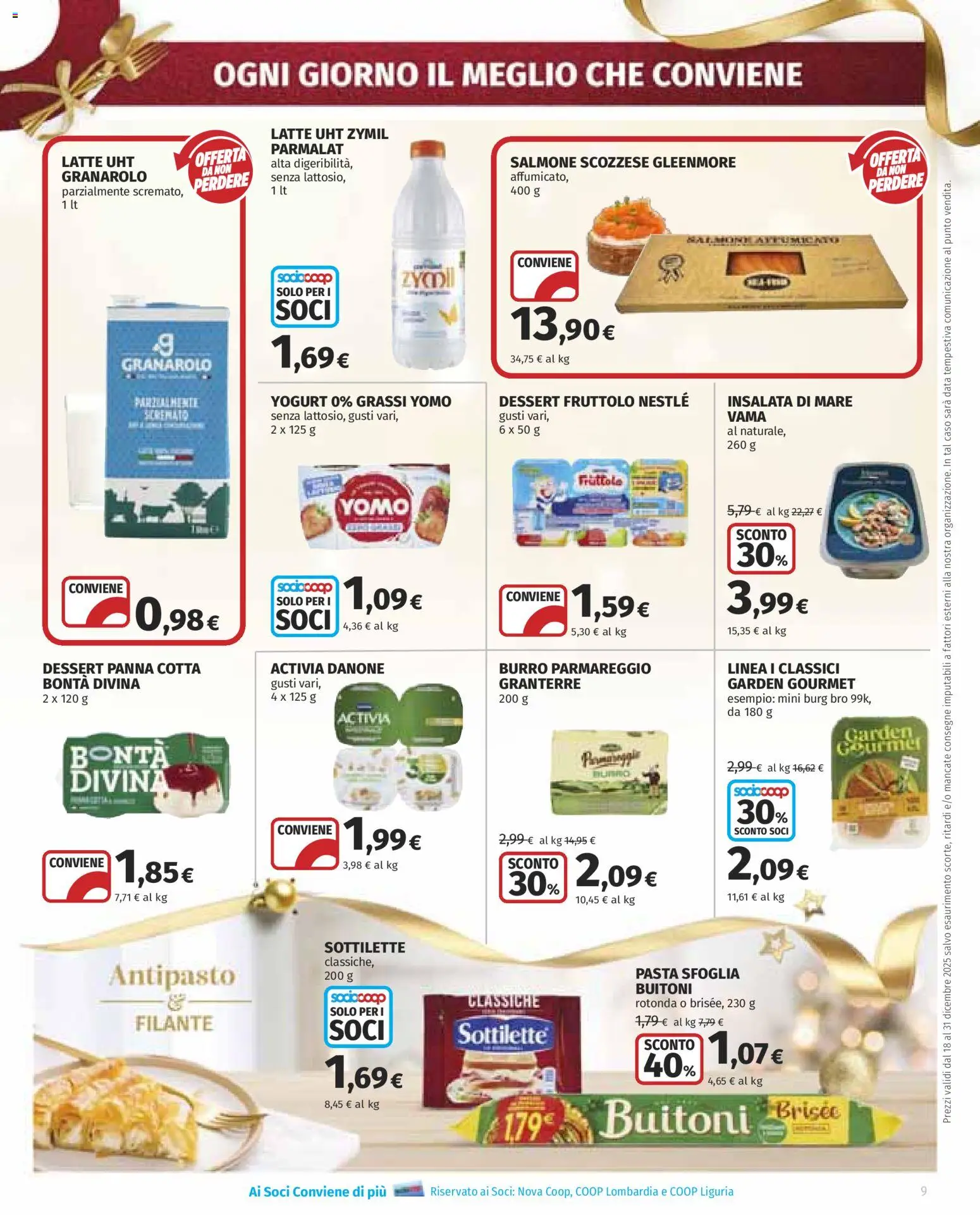 Volantino COOP del 18.12.2025 | Pagina: 9 | Prodotti: Yogurt, Latte, Pasta, Data