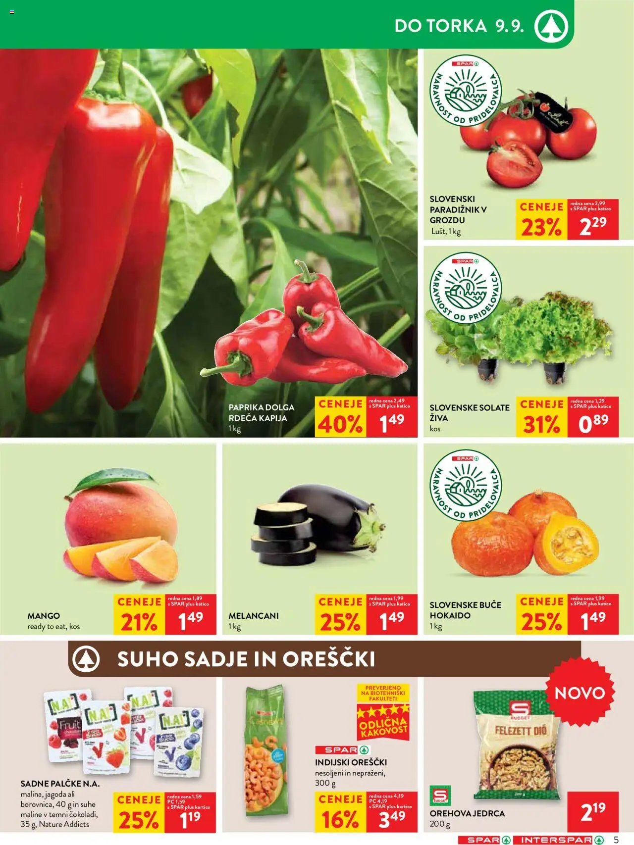 Spar katalog 36/25 │ velja od 03.09.2025 | Stran: 5 | Izdelki: Paprika, Melancani, Kos, Paradiznik