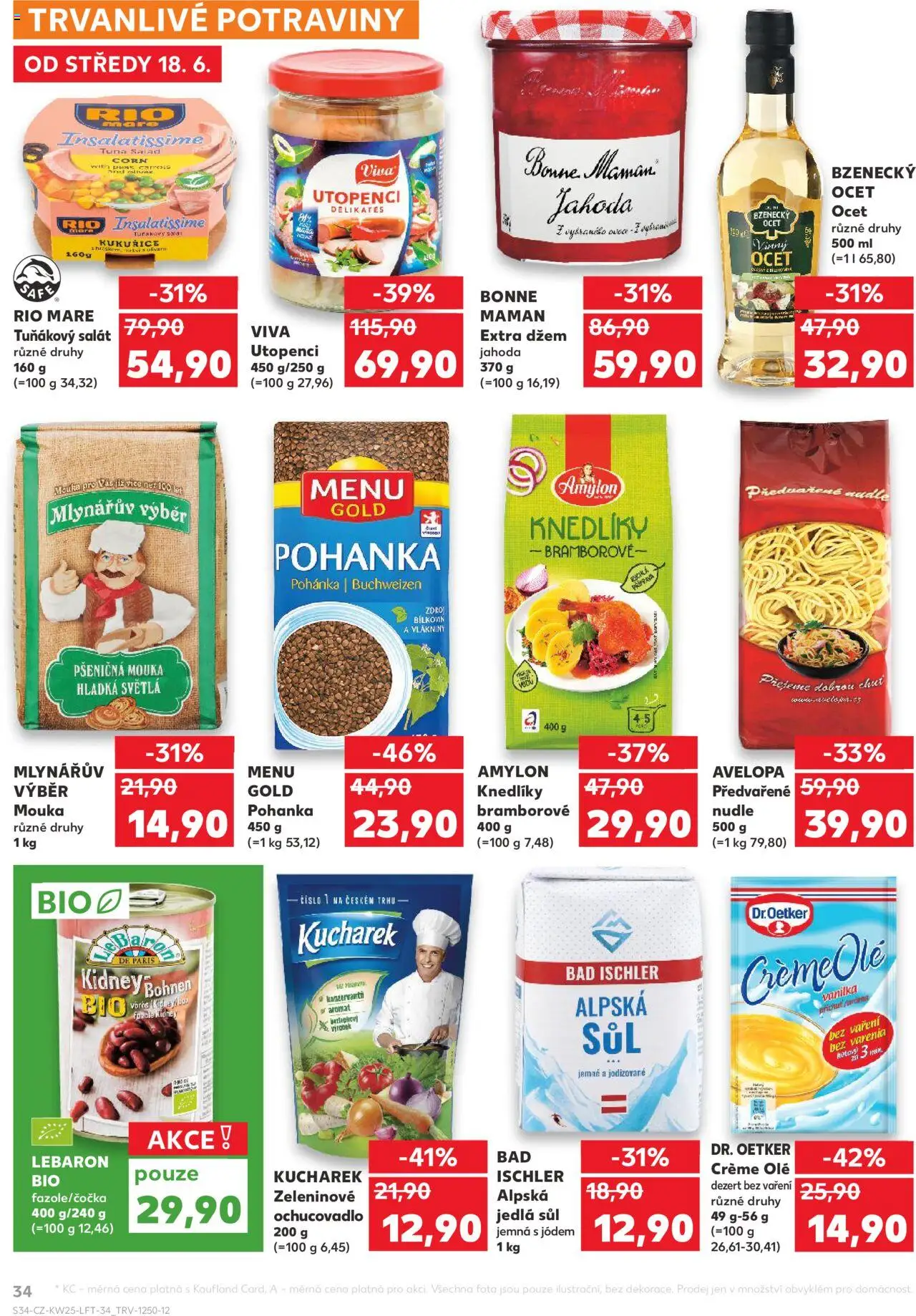 Kaufland leták od 18.06.2025 | Strana: 34 | Produkty: Bonne maman, Salát, Potraviny, Bzenecký Ocet