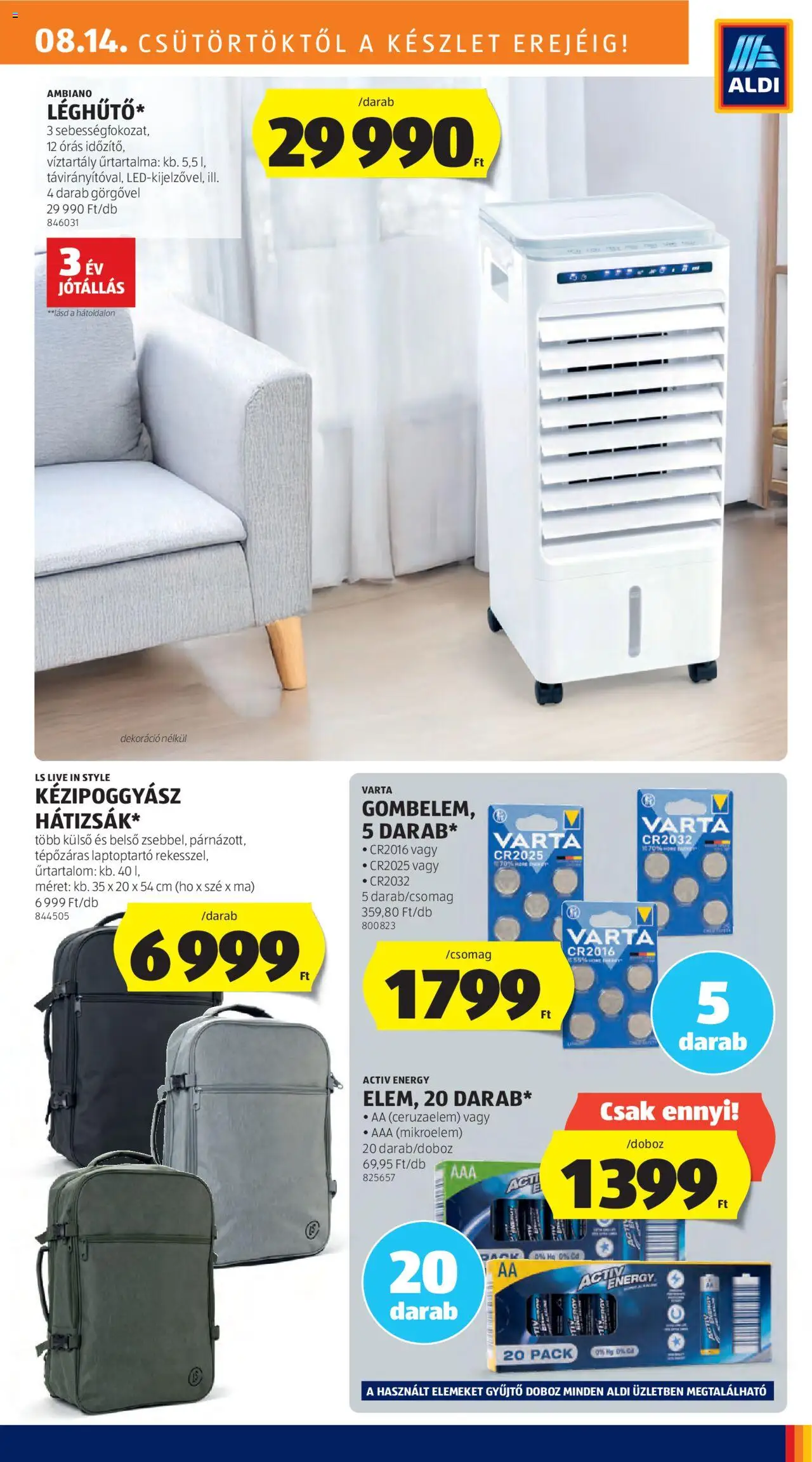 Aldi akciós ujság - amely érvényes a következő dátumtól: 14.08.2025 | Oldal: 25 | Termékek: Ceruzaelem, Doboz, Dekoráció