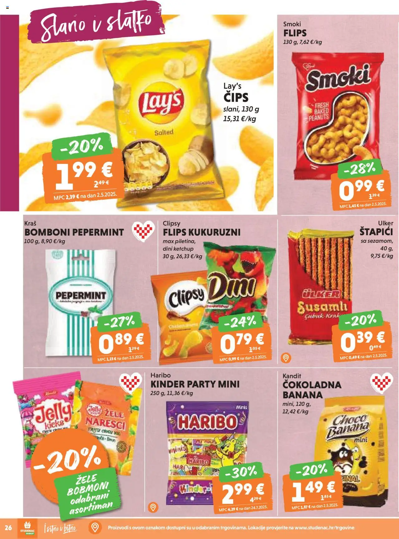 Studenac katalog | vrijedi od 15.10.2025 | Stranica: 26 | Proizvodi: Flips, Bomboni, Čips, Štapići