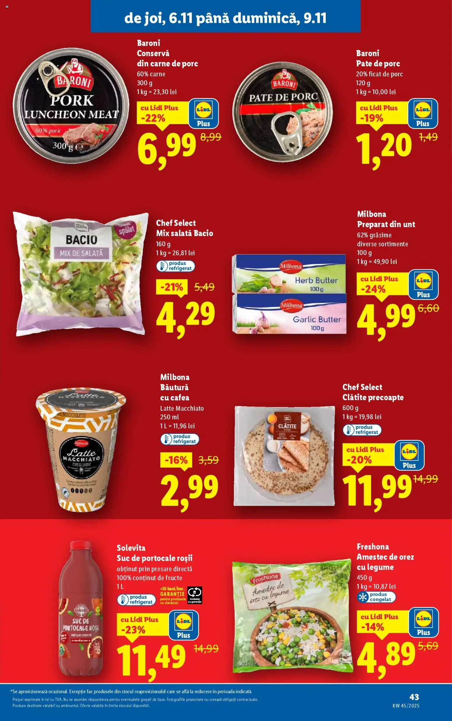 Noul catalog Lidl – valabil de la 03.11.2025 | Pagină: 43 | Produse: Pate, Clătite, Salată, Legume