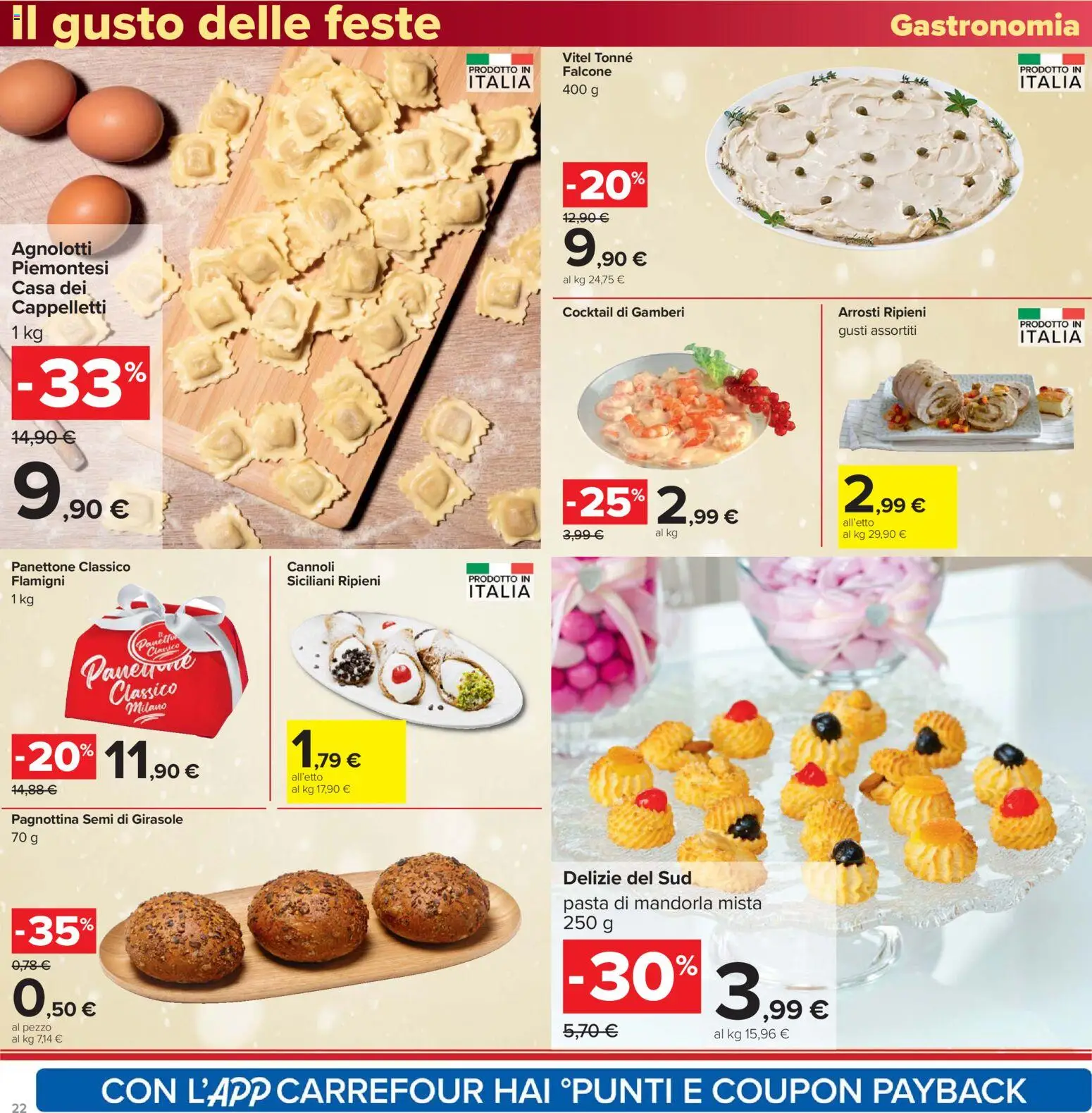 Volantino Carrefour del 16.12.2025 | Pagina: 22 | Prodotti: Gamberi, Pasta, Panettone