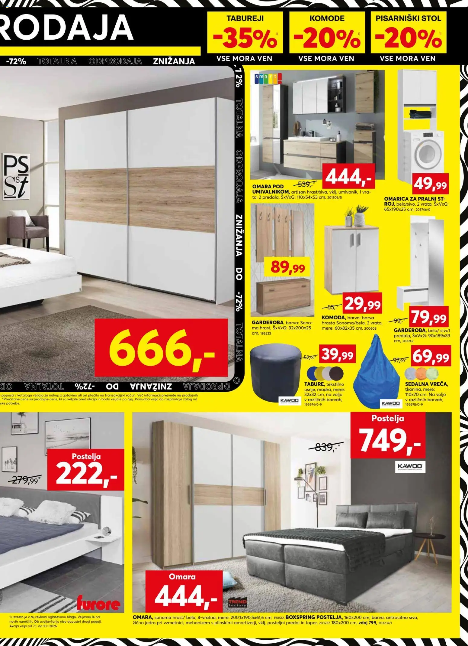 Novi Dipo katalog ponudbe – veljaven od 07.01.2026 | Stran: 7 | Izdelki: Postelja, Omara, Barva, Omarica