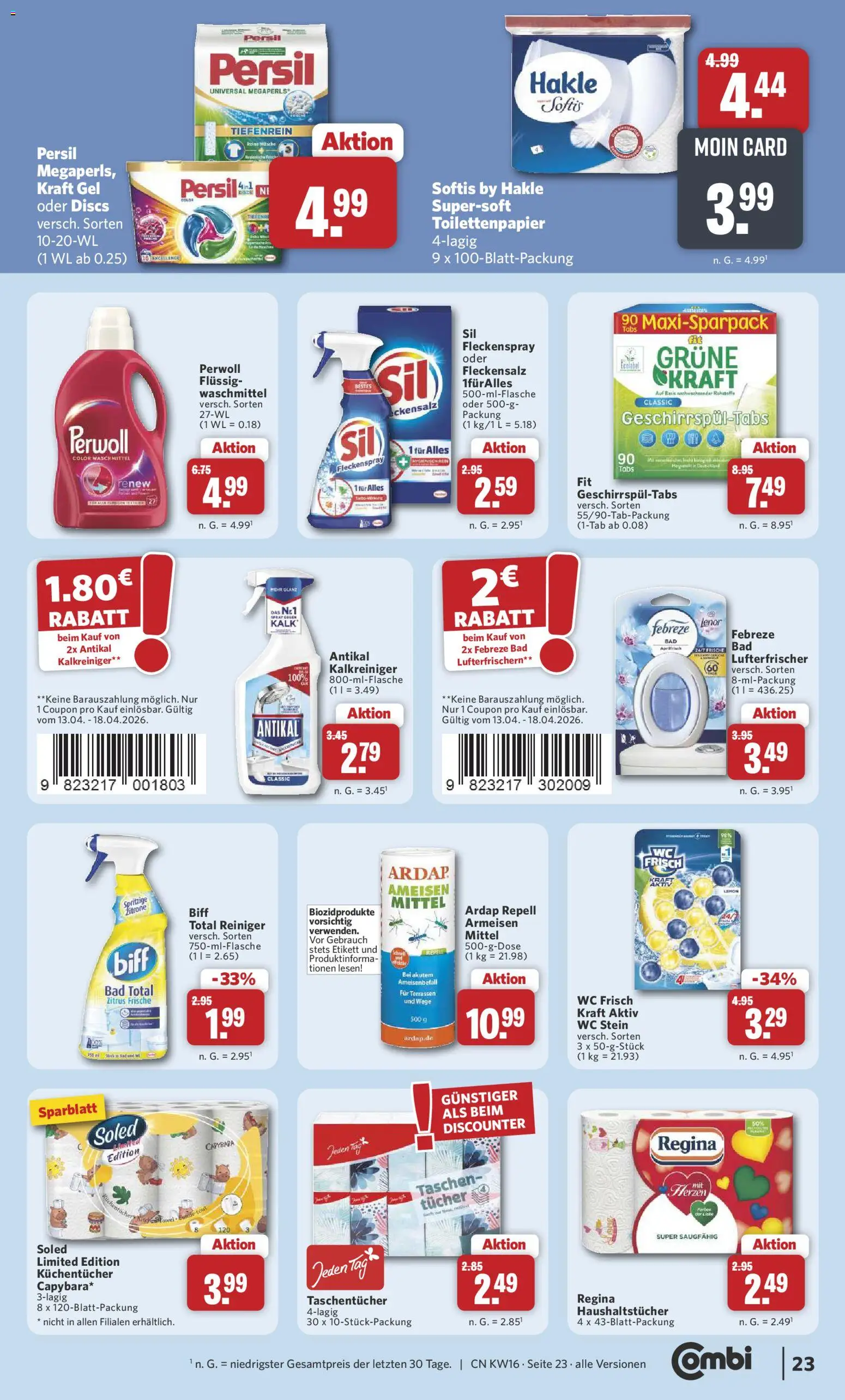 Combi Prospekt 	 – gültig ab 13.04.2026 | Seite: 27 | Produkte: Lenor, Waschmittel, WC Stein, Toilettenpapier