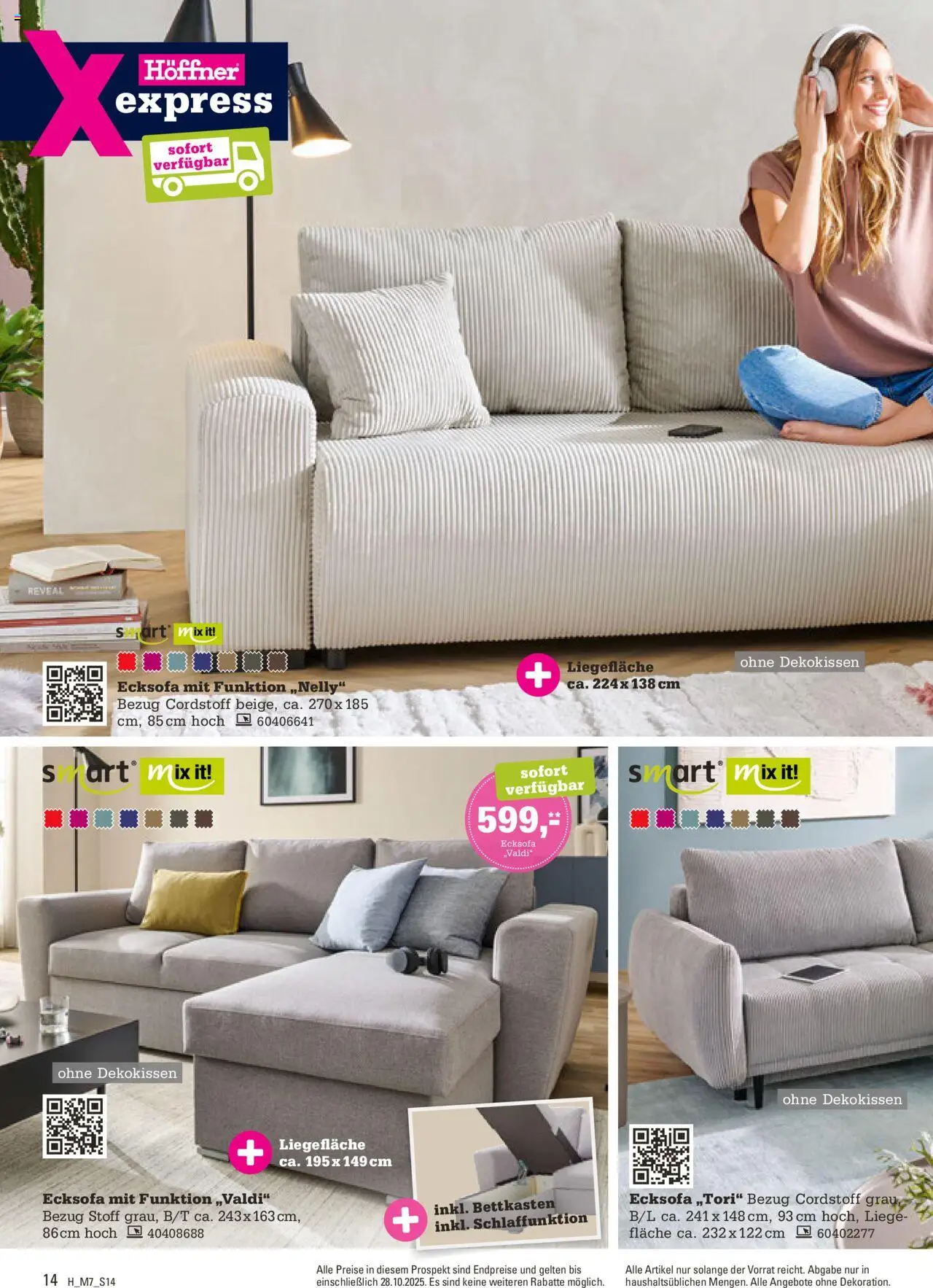 Höffner Prospekt 	 – gültig ab 15.10.2025 | Seite: 14 | Produkte: Ecksofa, Liege