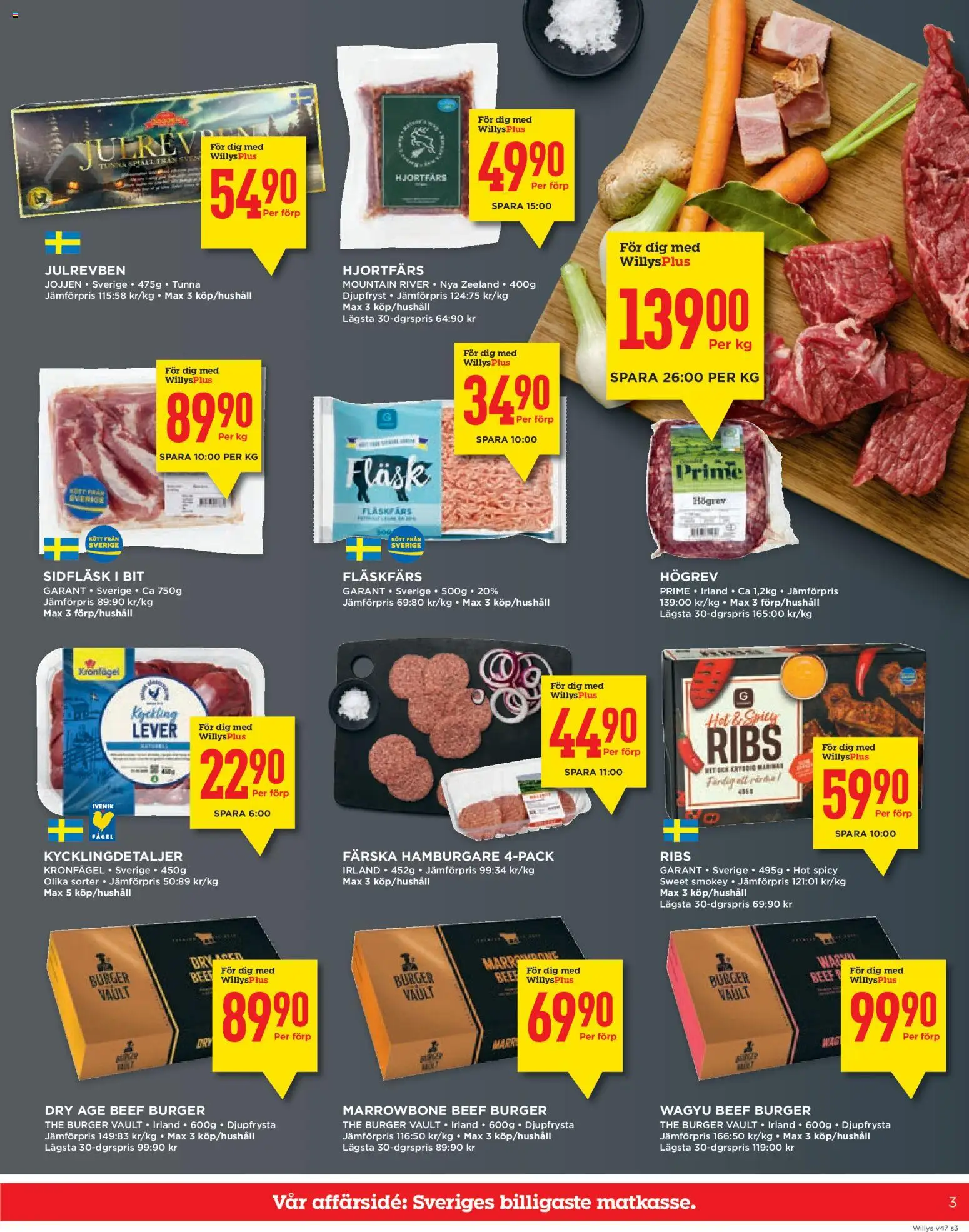 Willys reklamblad aktuell från 17.11.2025 | Sida: 3 | Produkter: Hamburgare, Fräs