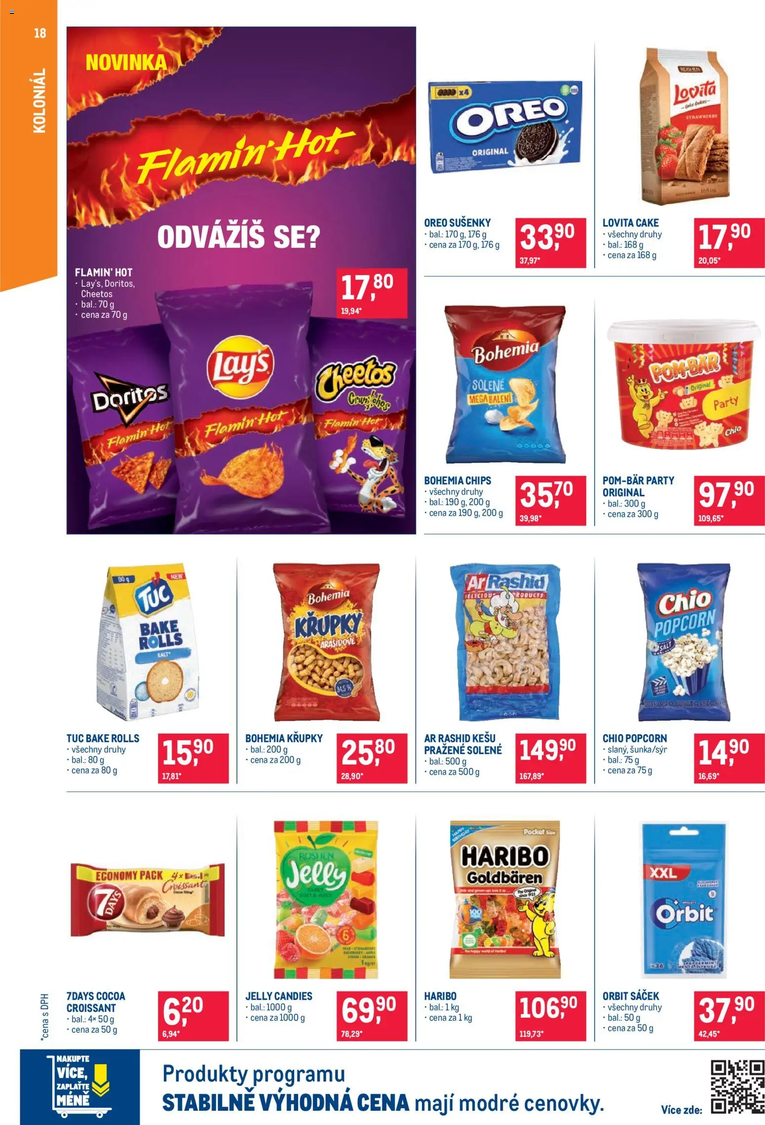 Makro leták - Pro milovníky jídla od 22.10.2025 | Strana: 18 | Produkty: Doritos, Popcorn, Oreo, Bohemia chips