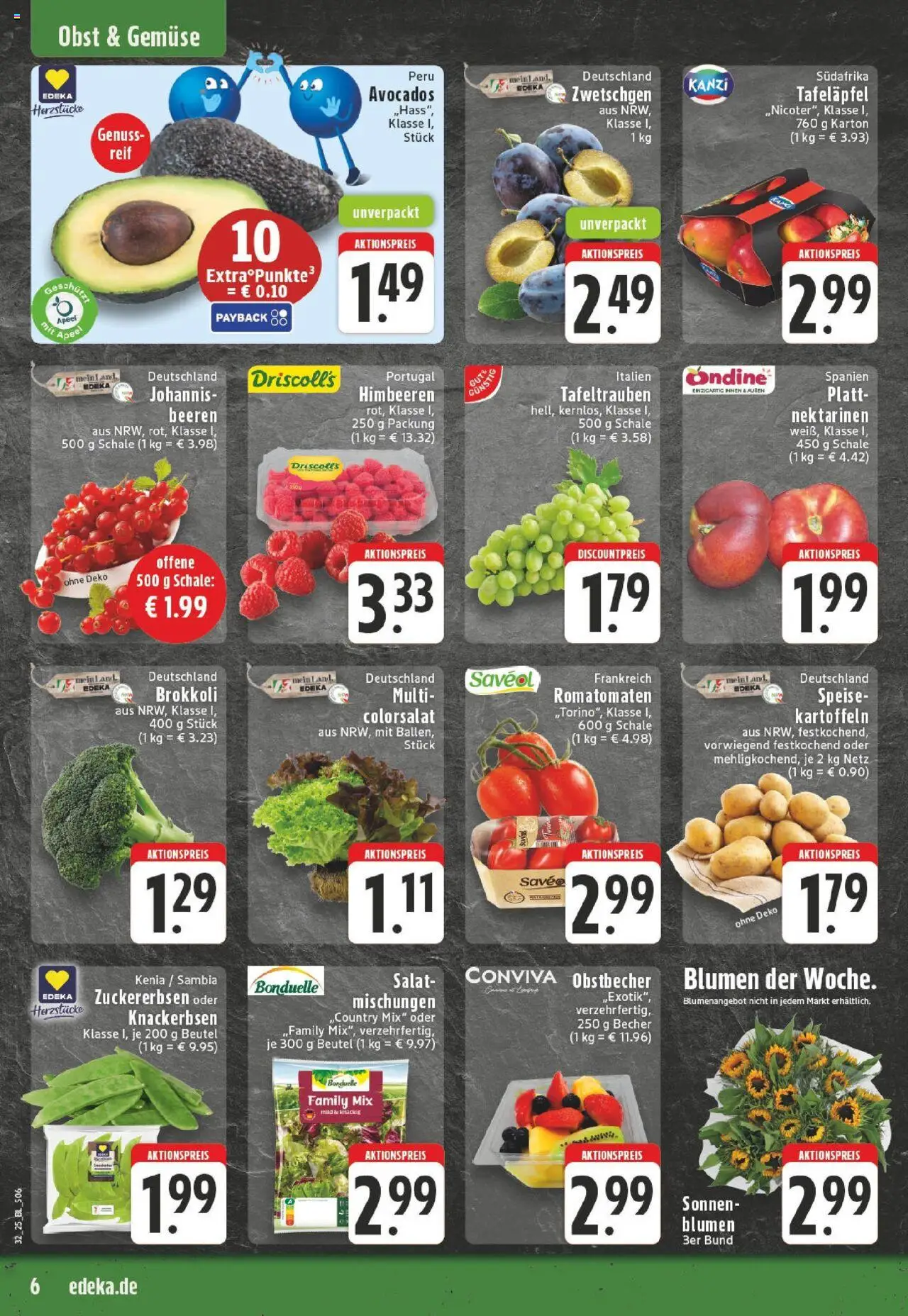 Edeka prospekt Neuss-Meertal	 - gültig ab dem 03.08.2025 | Seite: 6 | Produkte: Himbeeren, Obst, Brokkoli, Salat