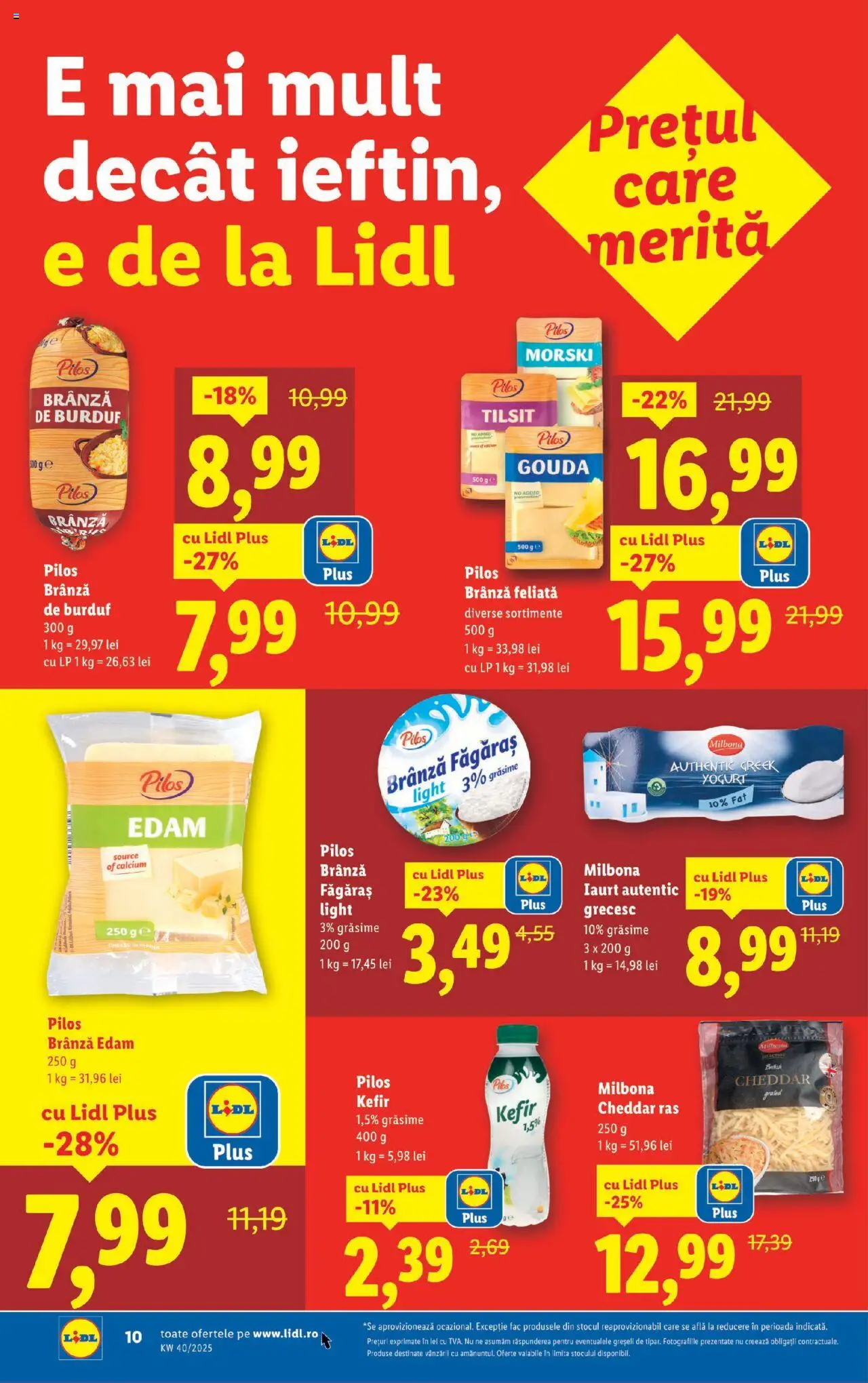 Noul catalog Lidl – valabil de la 29.09.2025 | Pagină: 10 | Produse: Brânză, Iaurt, Kefir, Gouda