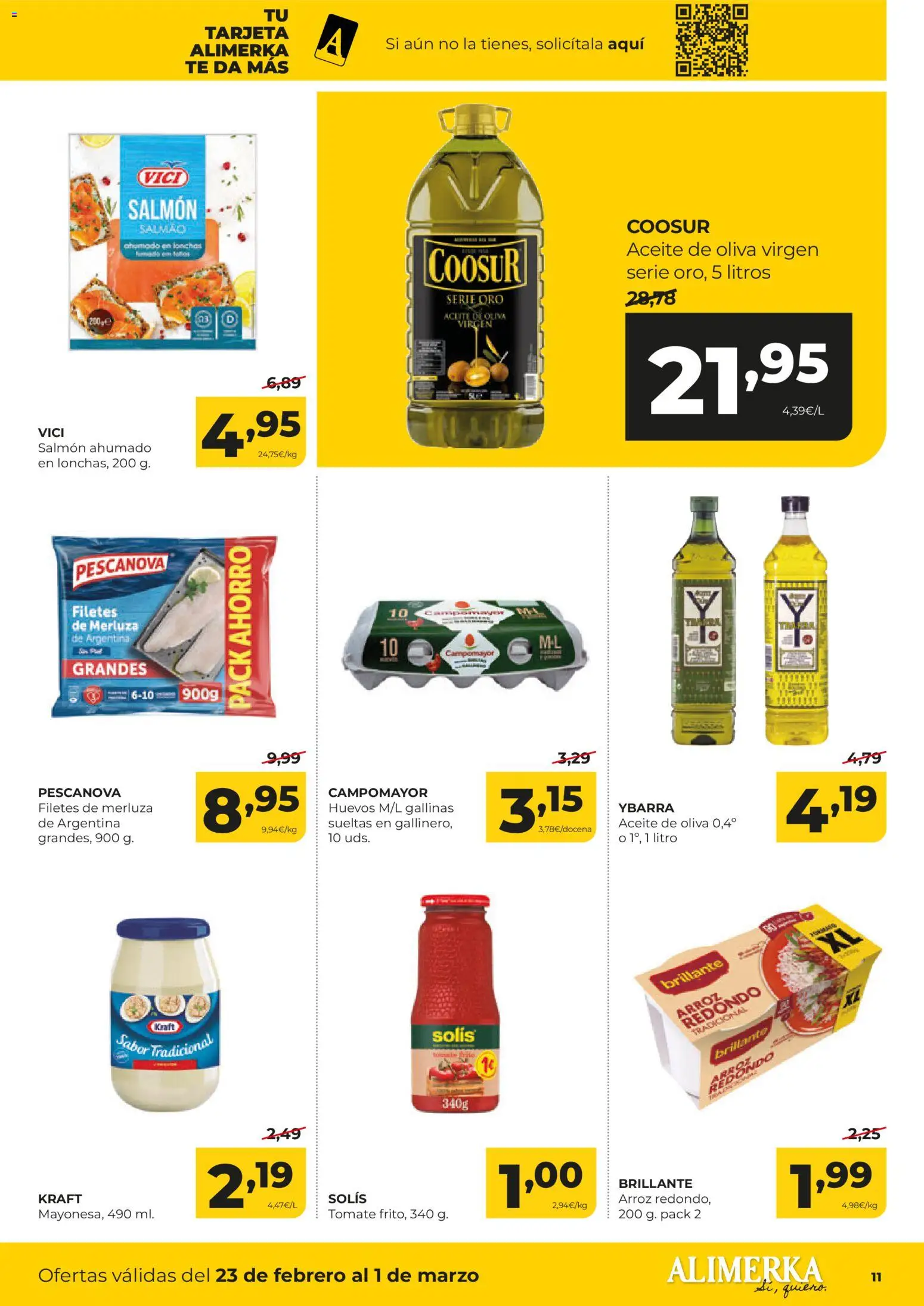 Alimerka folleto Castilla y León │ válido desde el 23.02.2026 | Página: 11 | Productos: Aceite, Filetes de merluza, Aceite de oliva, Salmón ahumado