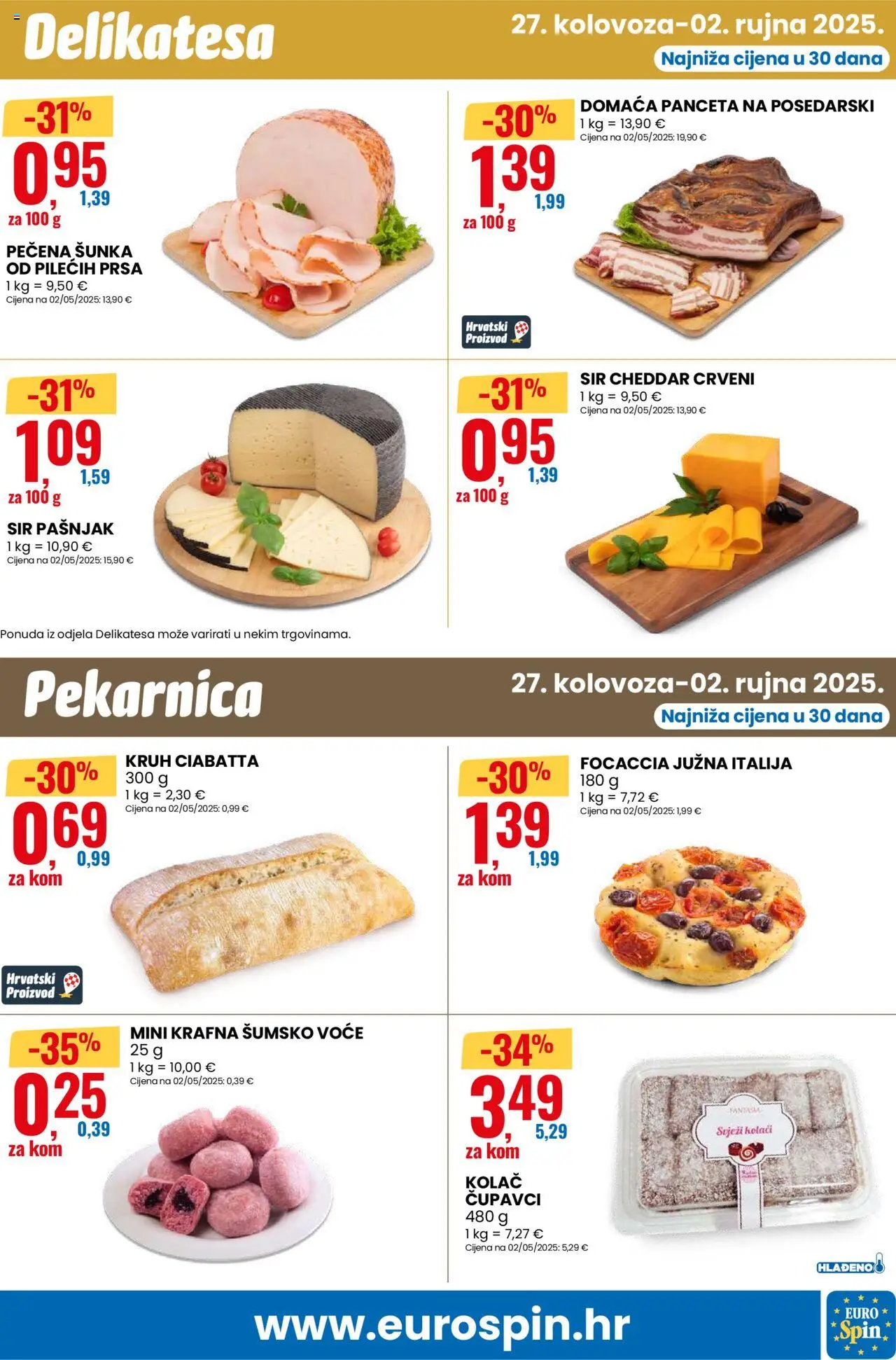 Eurospin katalog | vrijedi od 27.08.2025 | Stranica: 7 | Proizvodi: Šumsko voće, Sir, Voće, Panceta