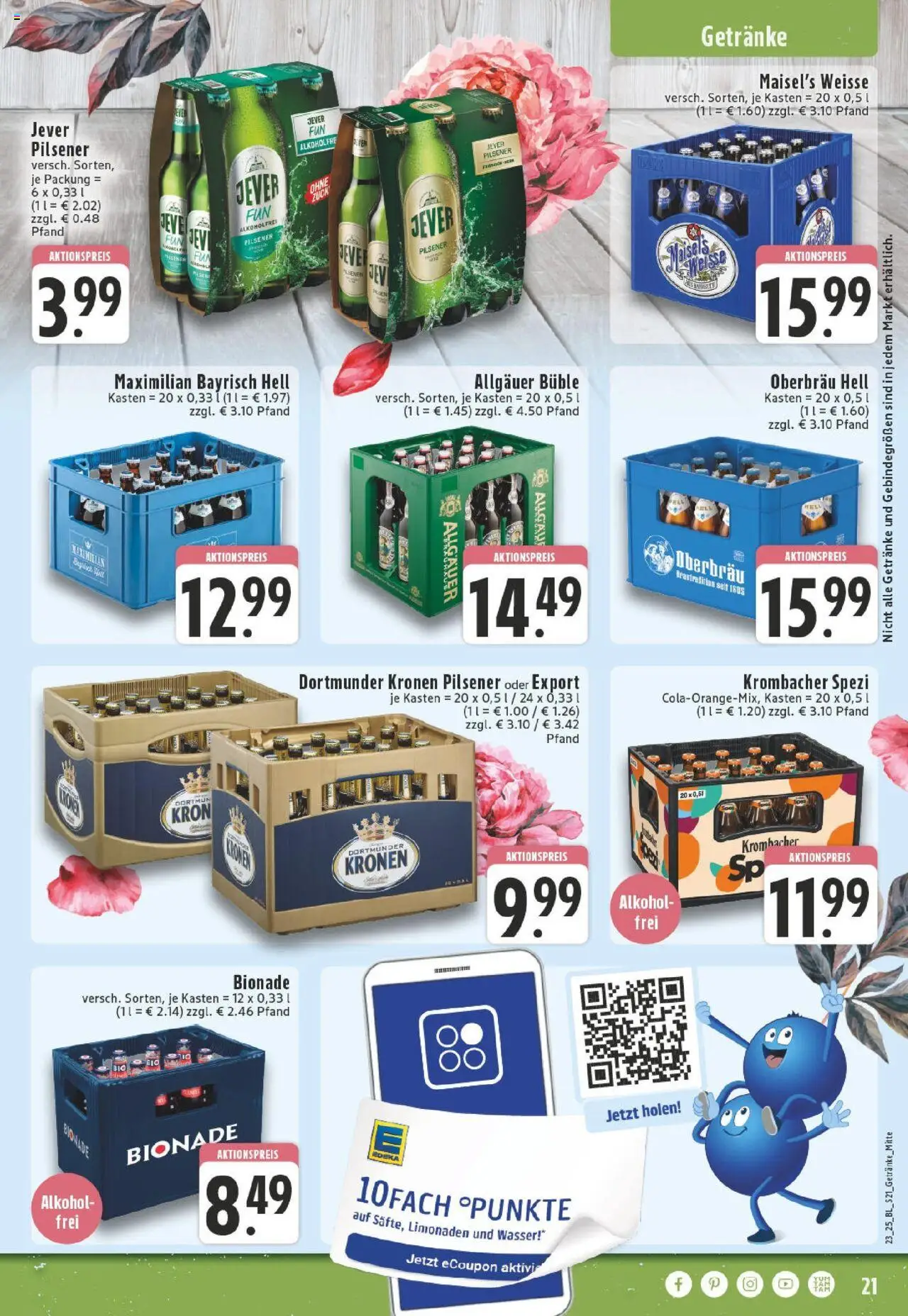 Edeka prospekt Düsseldorf	 - gültig ab dem 01.06.2025 | Seite: 21 | Produkte: Bionade, Wasser, Jever, Krombacher