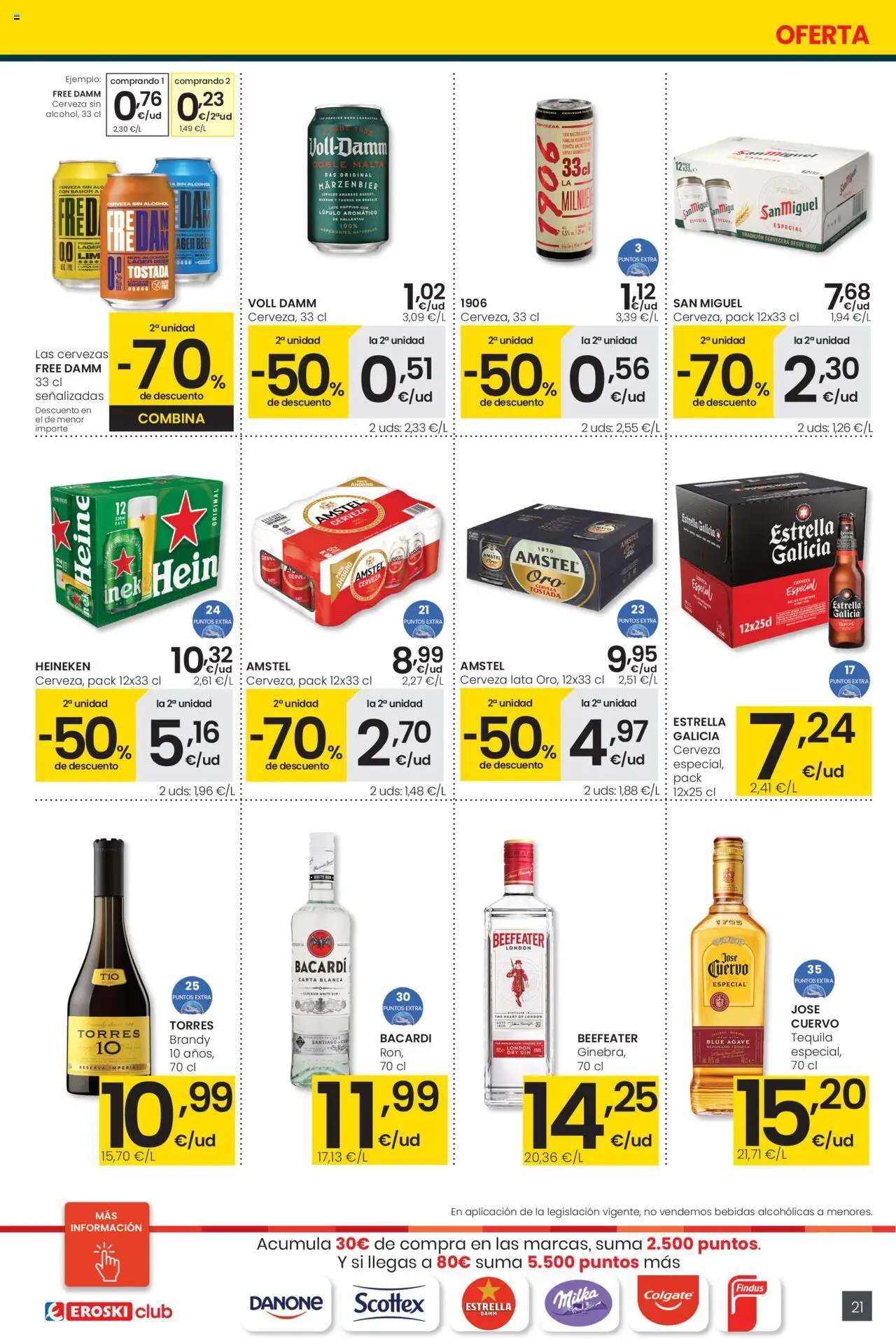 Eroski - Precio más bajo Center │ válido desde el 16.10.2025 | Página: 21 | Productos: Cerveza sin alcohol, Cerveza, Μαύρο πιπέρι, Σπανάκι