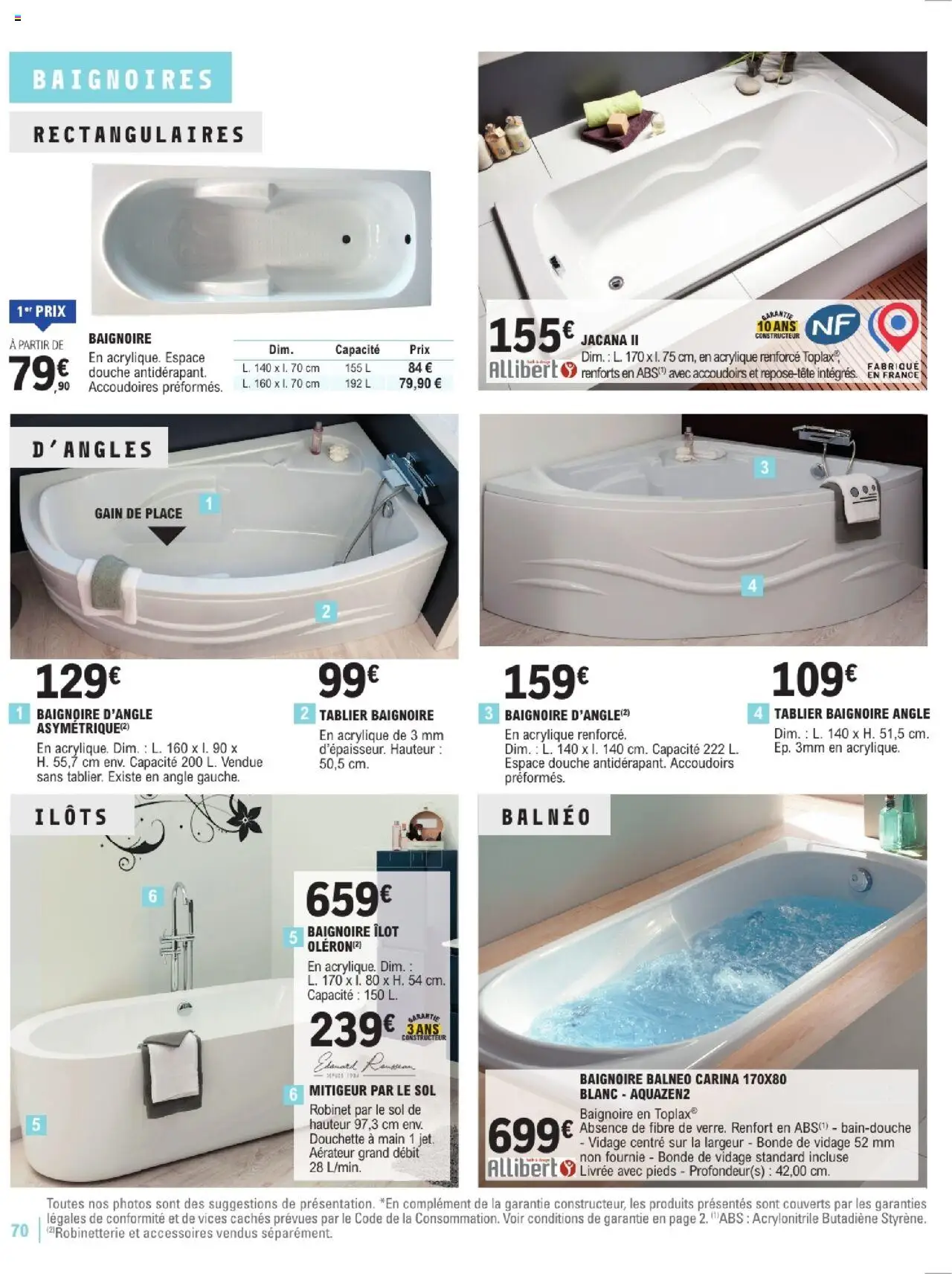  | Page: 70 | Produits: Tablier, Baignoire, Douche, Livre