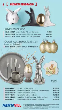 Mentavill akciós újság - amely érvényes a következő dátumtól: 12.03.2026 | Oldal: 2 | Termékek: Evőeszköz készlet, Húsvéti dekoráció, Tányér, Dekoráció