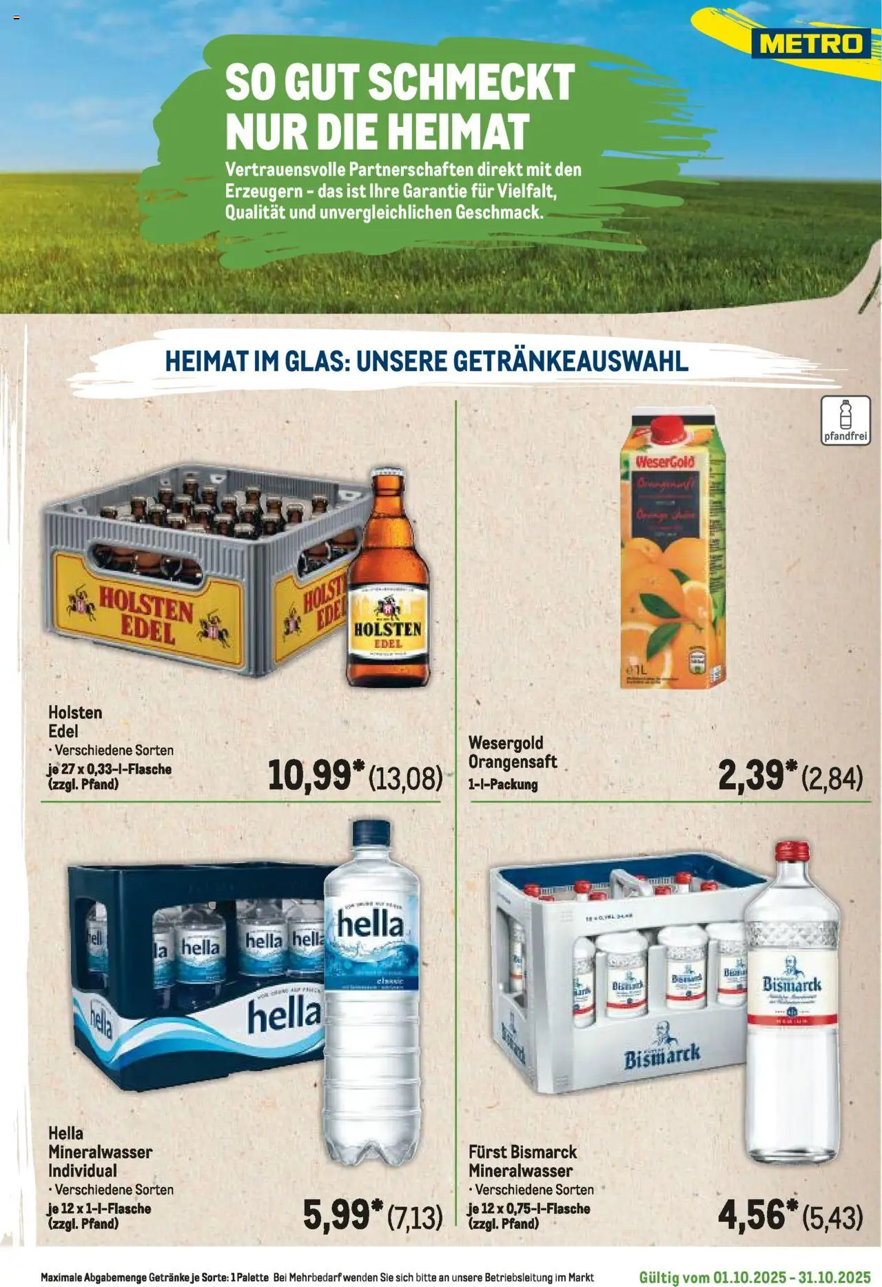Metro Regionaler Flyer – gültig ab 01.10.2025 | Seite: 31 | Produkte: Holsten edel, Holsten, Orangensaft, Hella