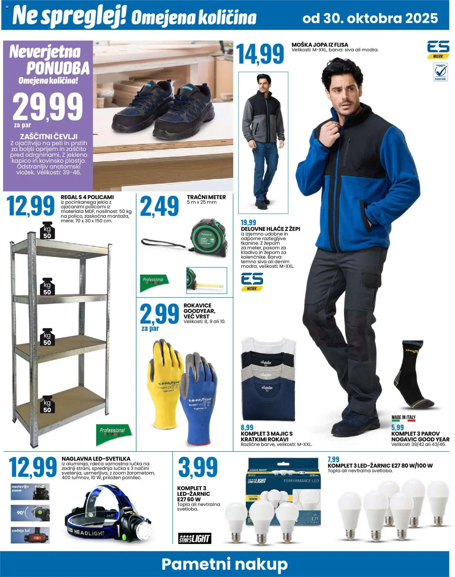 Novi Eurospin katalog ponudbe – veljaven od 30.10.2025 | Stran: 18 | Izdelki: Barva, Hlace, Kladivo, Rokavice