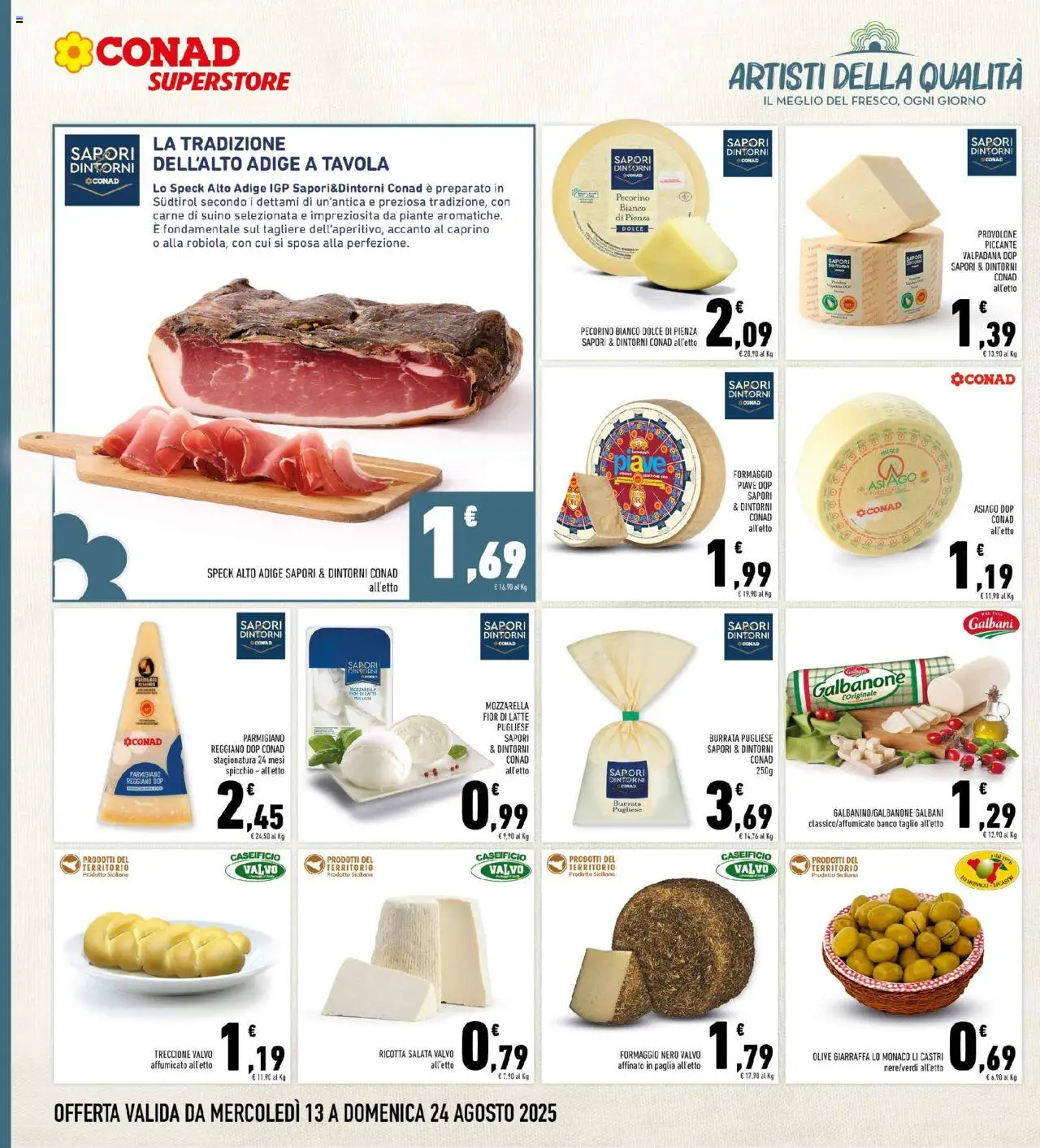 Volantino Conad del 13.08.2025 | Pagina: 4 | Prodotti: Speck, Formaggio, Tagliere, Pecorino