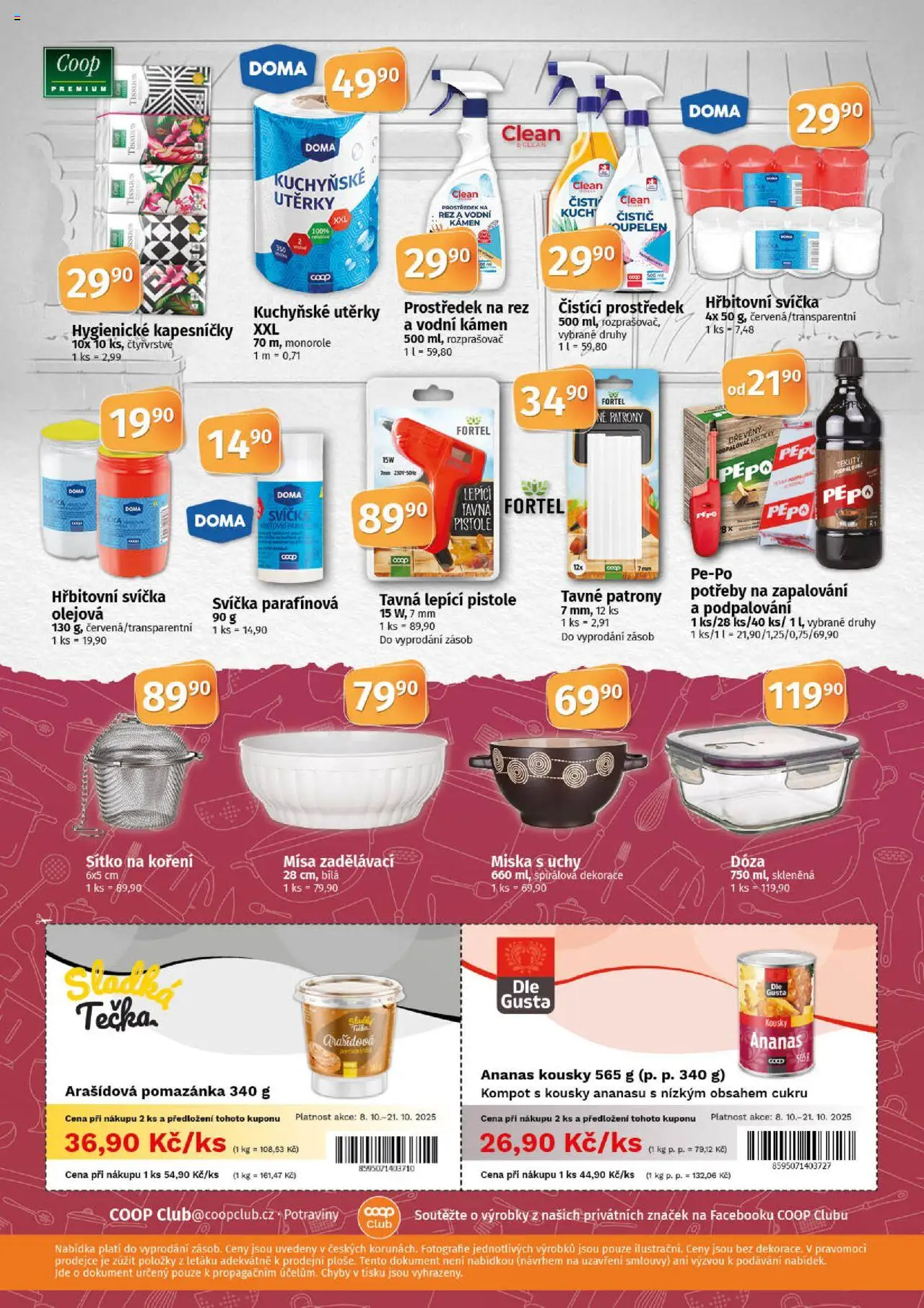 Coop leták - Tuty od 08.10.2025 | Strana: 10 | Produkty: Dóza, Svíčka, Pepo, Arašídová pomazánka