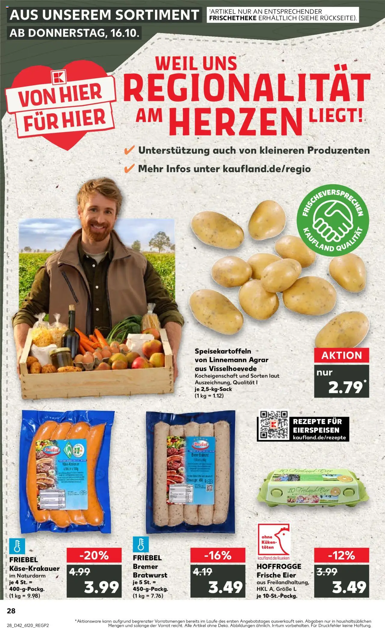 Kaufland prospekt Bremen	 – gültig ab 16.10.2025 | Seite: 28 | Produkte: Eier, Bratwurst