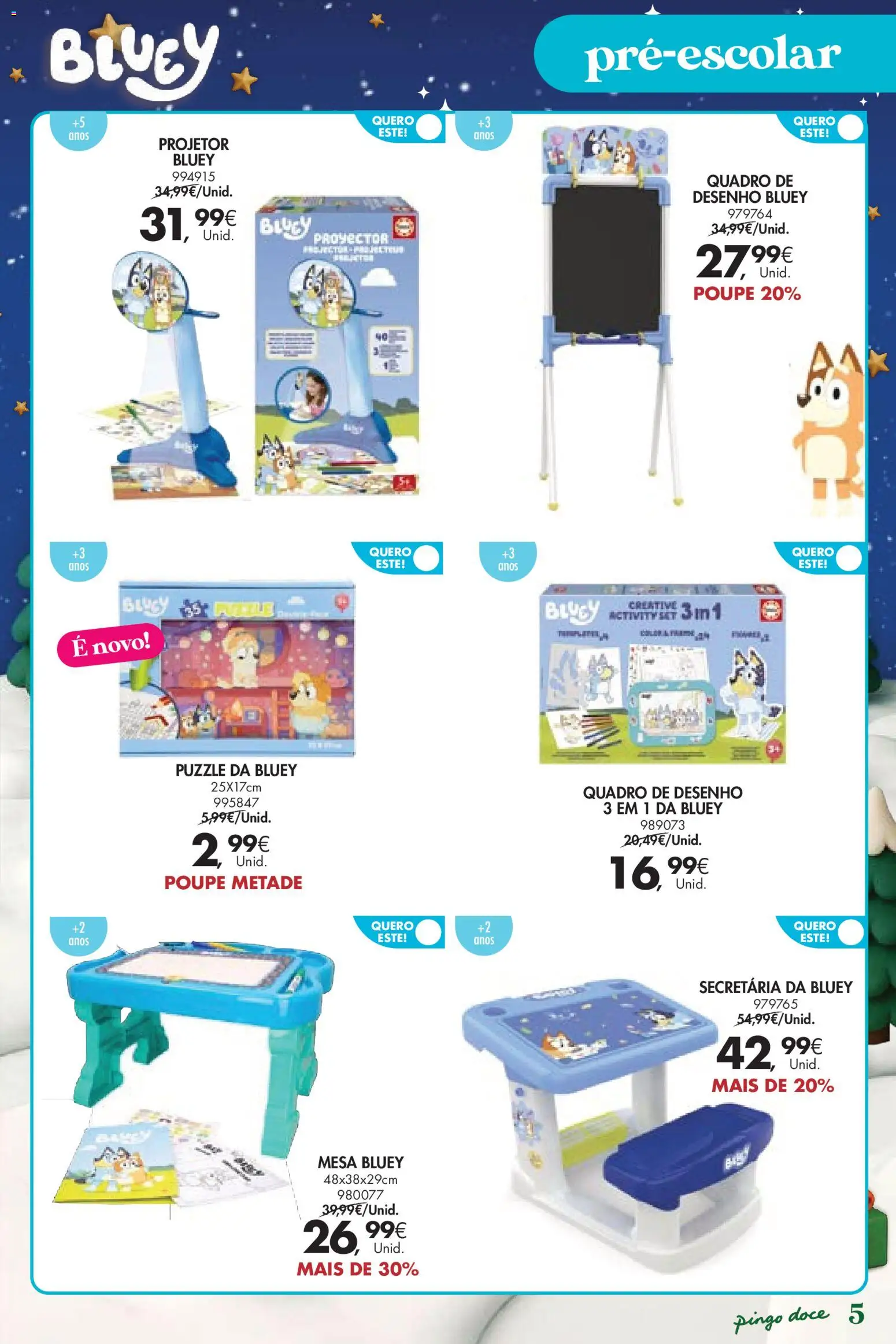 Pingo Doce  Brinquedos Natal Lojas Hipers │ válido de 18.11.2025 | Página: 5 | Produtos: Quadro, Mesa, Projetor