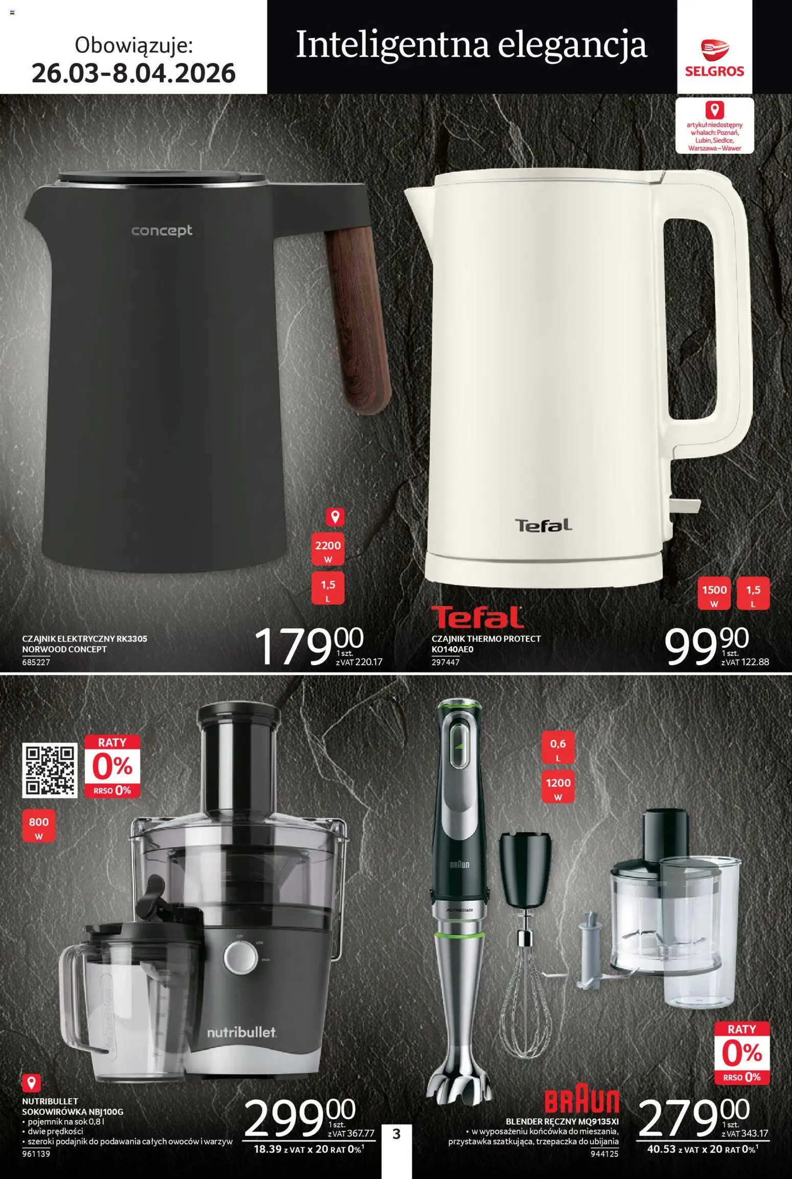 Selgros cash&carry gazetka - Premium od 26.03.2026 | Strona: 3 | Produkty: Blender ręczny, Trzepaczka, Sok, Tefal