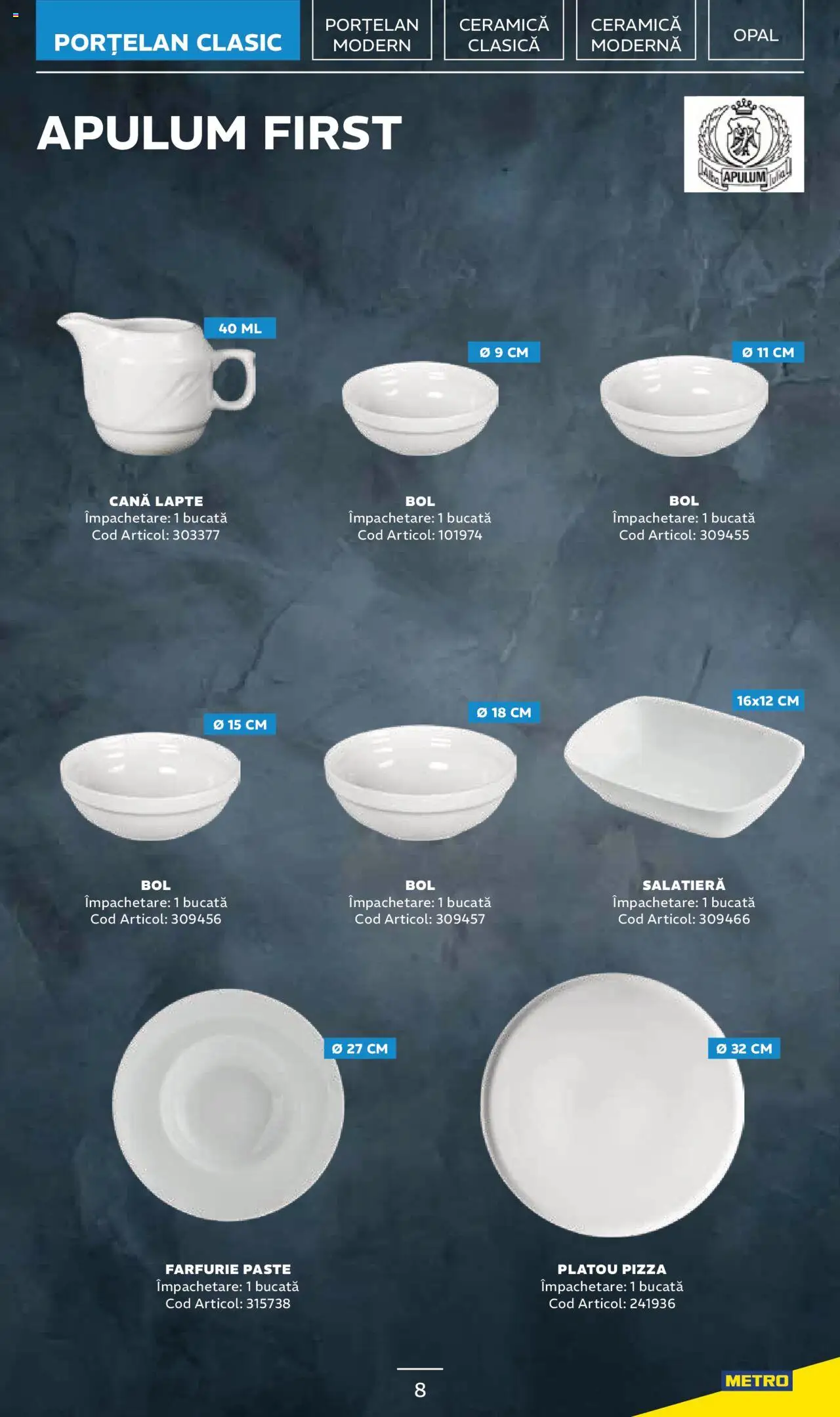 Metro catalog - Sortiment de veselă profesională – valabil de la 20.01.2025 | Pagină: 8 | Produse: Farfurie, Lapte, Pizza, Paste