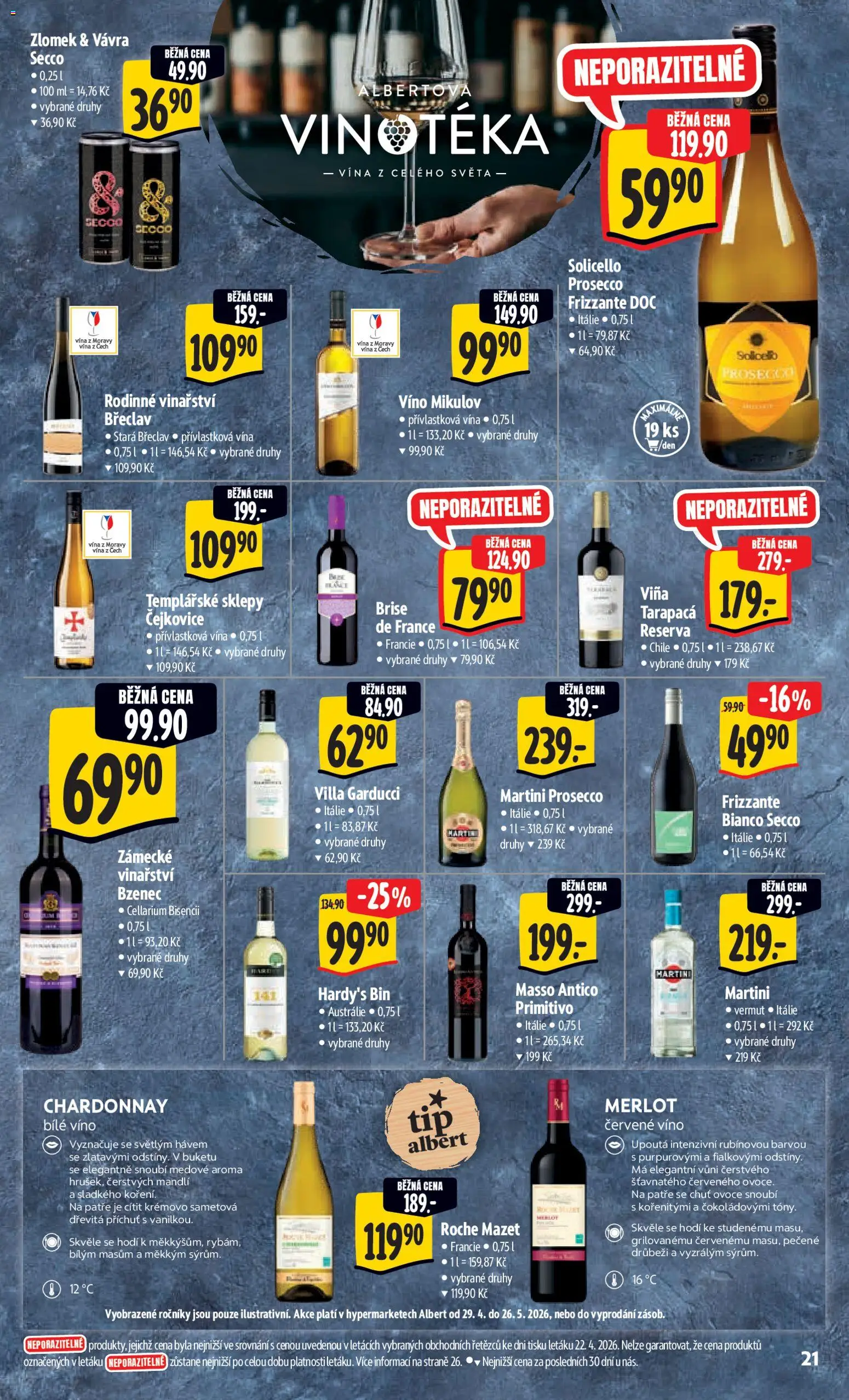 Albert leták - Hypermarket od 29.04.2026 | Strana: 29 | Produkty: Bílé víno, Víno, Merlot, Červené víno