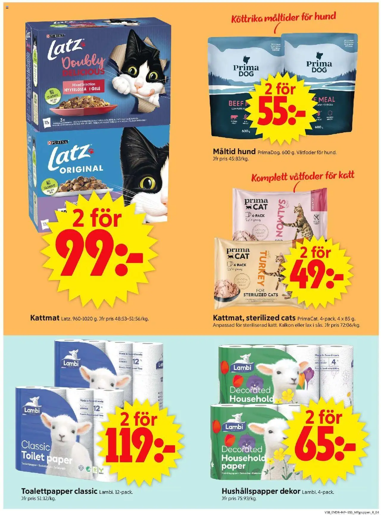 ICA Supermarket reklamblad aktuell från 15.09.2025 | Sida: 13 | Produkter: Toalettpapper, Lax, Kalkon, Kattmat