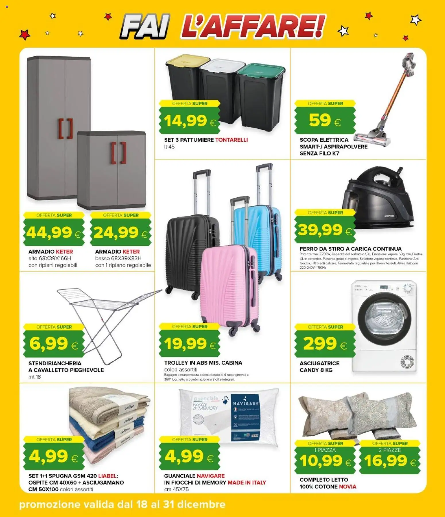 Volantino Oasi del 18.12.2025 | Pagina: 39 | Prodotti: Ripiano, Scopa elettrica, Stendibiancheria, Scopa