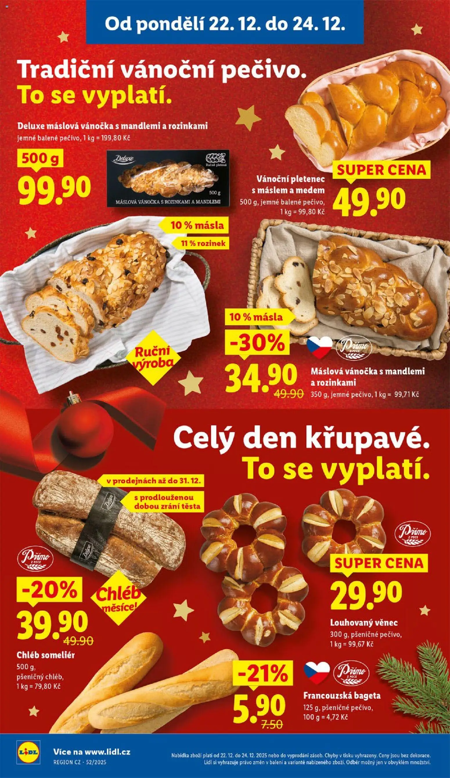 Lidl leták od 22.12.2025 | Strana: 8 | Produkty: Chléb, Deluxe, Vánočka, Bageta