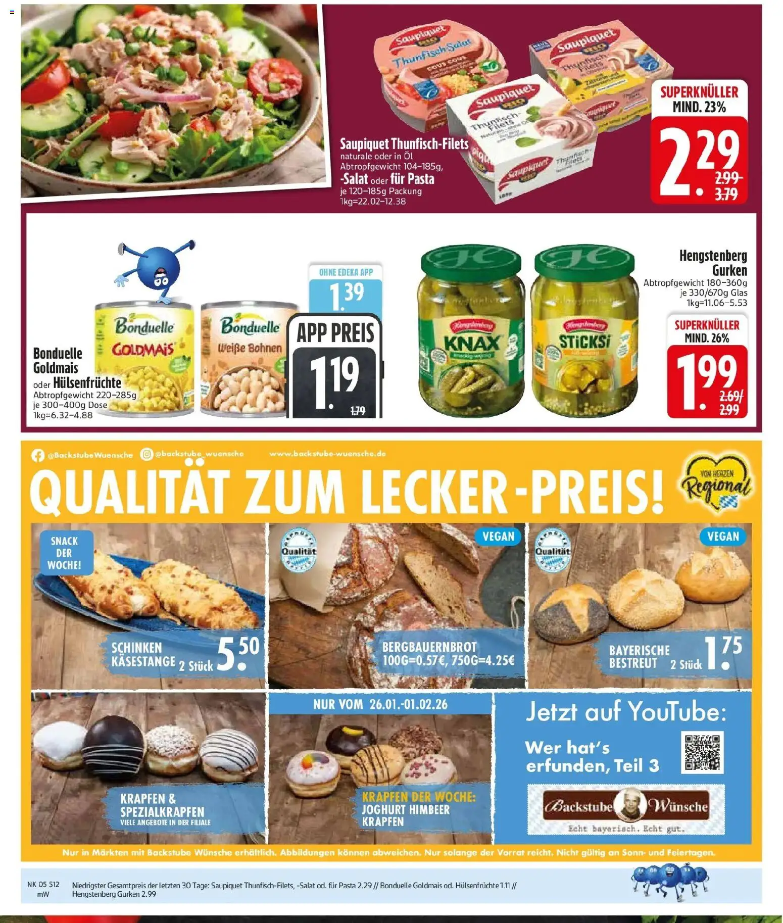 Edeka prospekt Vohburg	 (ab 26.01.2026) » Angebote Online | Seite: 14 | Produkte: Thunfisch, Donuts, Pasta, Salat