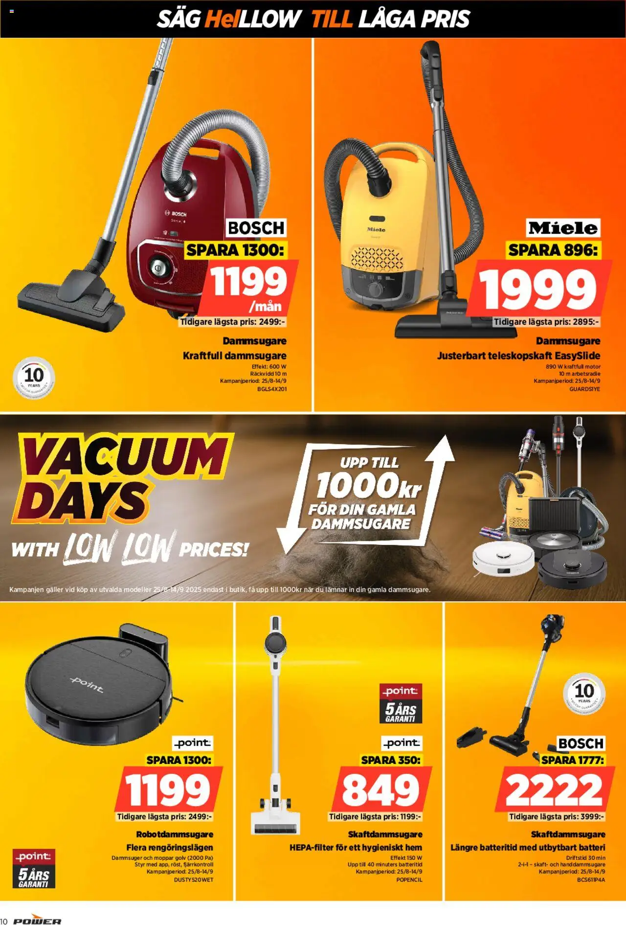 Power reklamblad aktuell från 08.09.2025 | Sida: 10 | Produkter: Dammsugare, Såg, Galler, Robotdammsugare