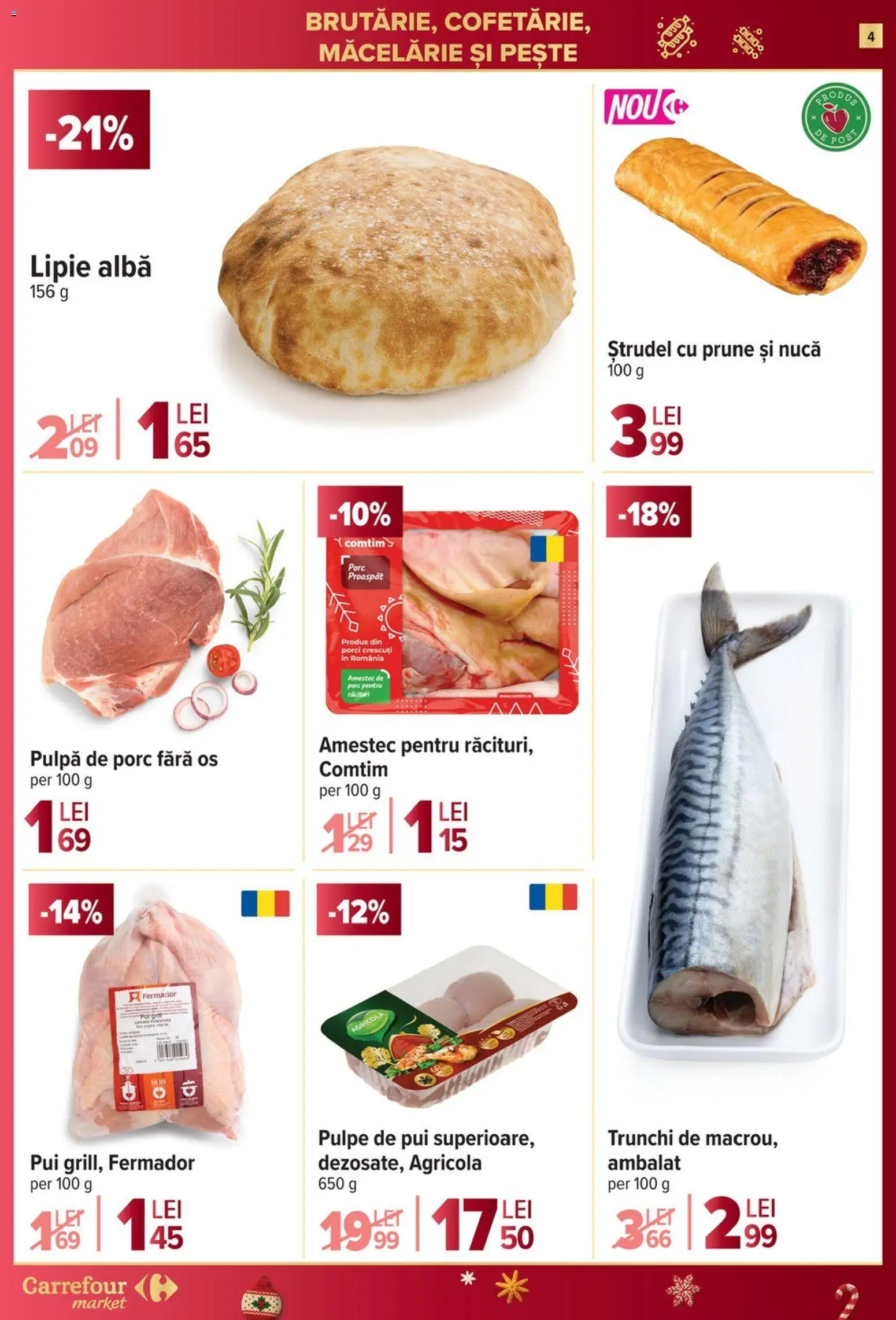 Noul catalog Carrefour – valabil de la 03.12.2025 | Pagină: 4 | Produse: Hacıyatmaz Kedi Oyuncağı, Ștrudel, Pește, Prune