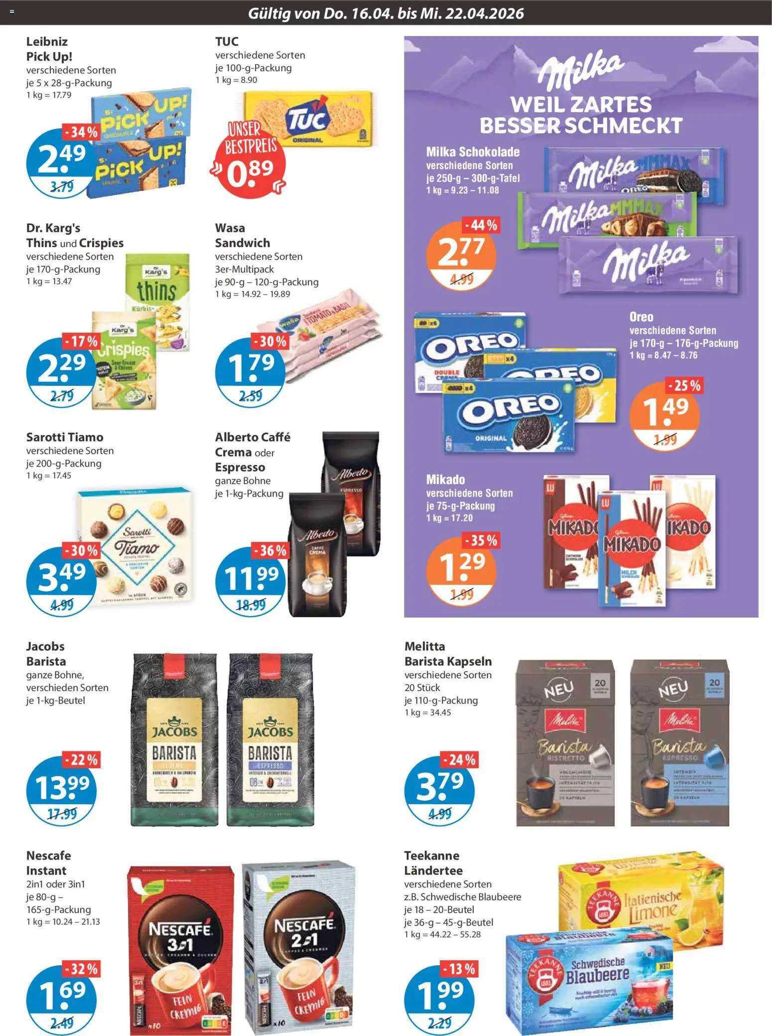 V-Markt Schwaben / Oberbayern – gültig ab 16.04.2026 | Seite: 11 | Produkte: Milch, Schokolade, Creme, Teekanne